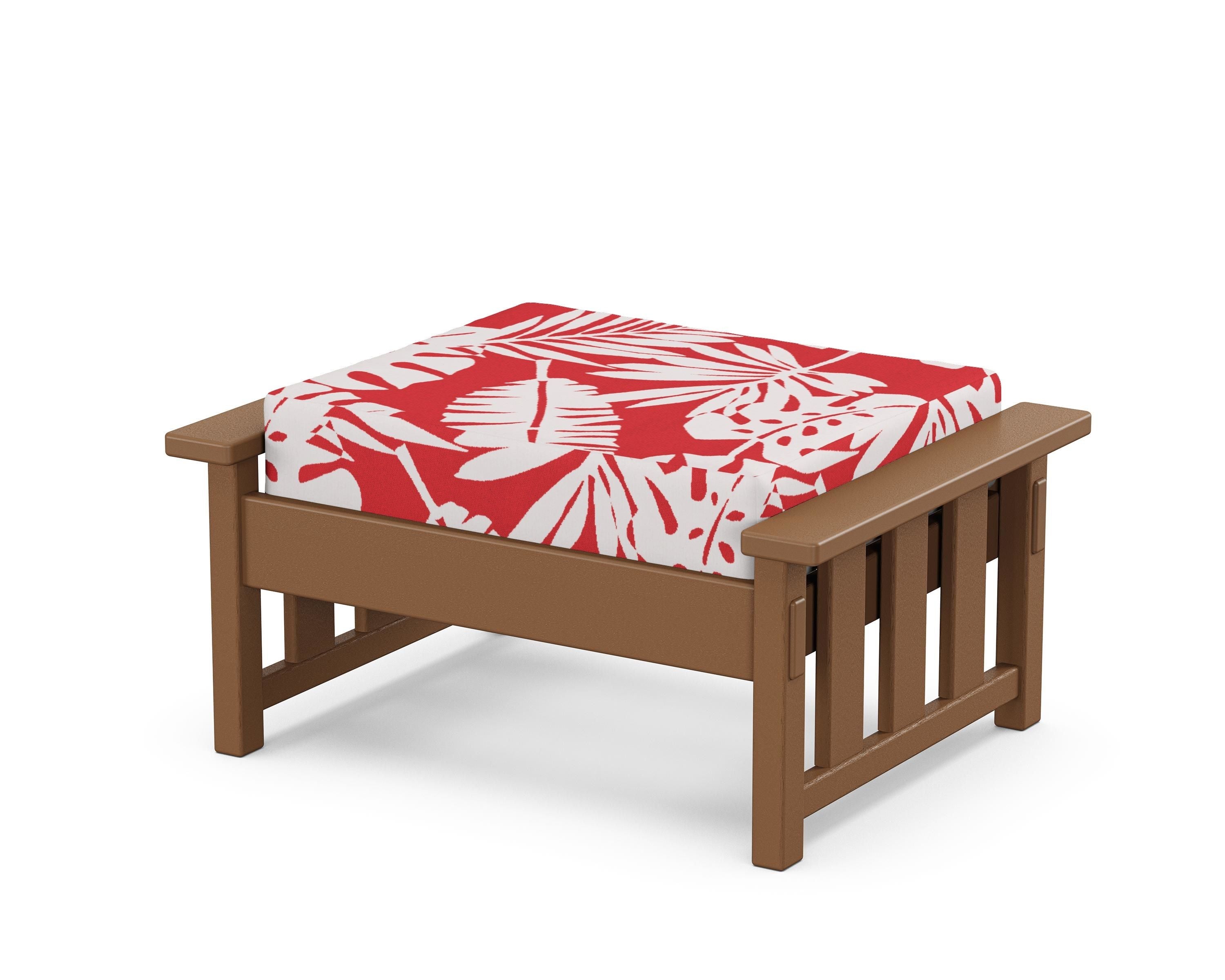 Martha Stewart by POLYWOOD® Acadia Deep Seating Ottoman in Teak / Leaf Crimson