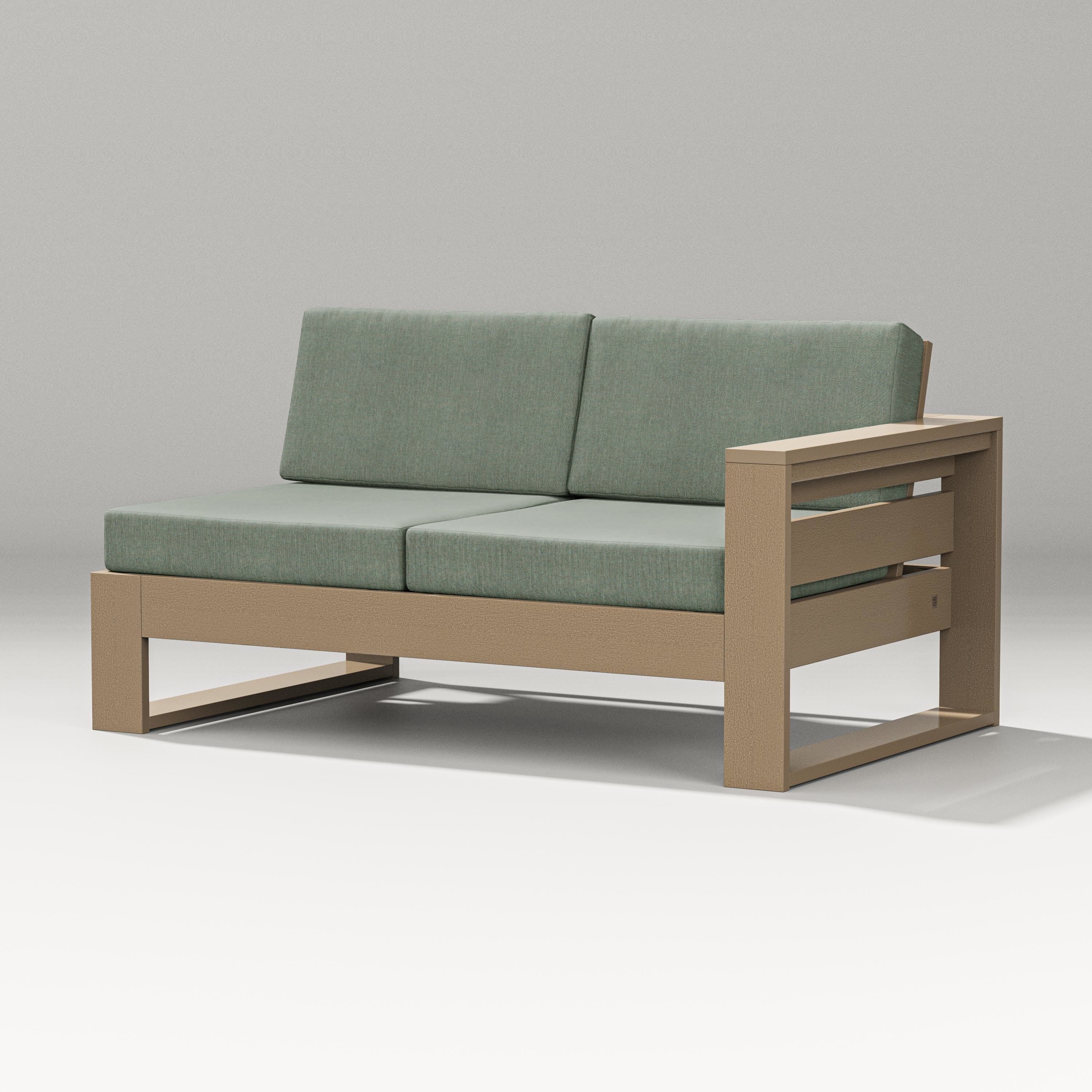 PW Designer Series Latitude Modular Right Arm Loveseat in Vintage Sahara / Cast Sage
