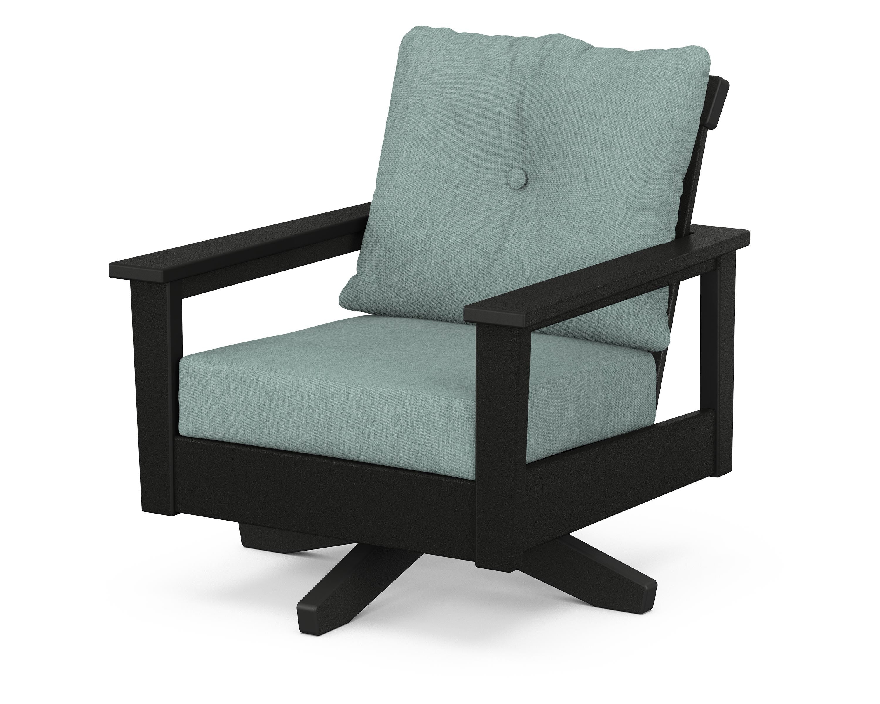 POLYWOOD® Prescott Deep Seating Swivel Chair in Black / Glacier Spa