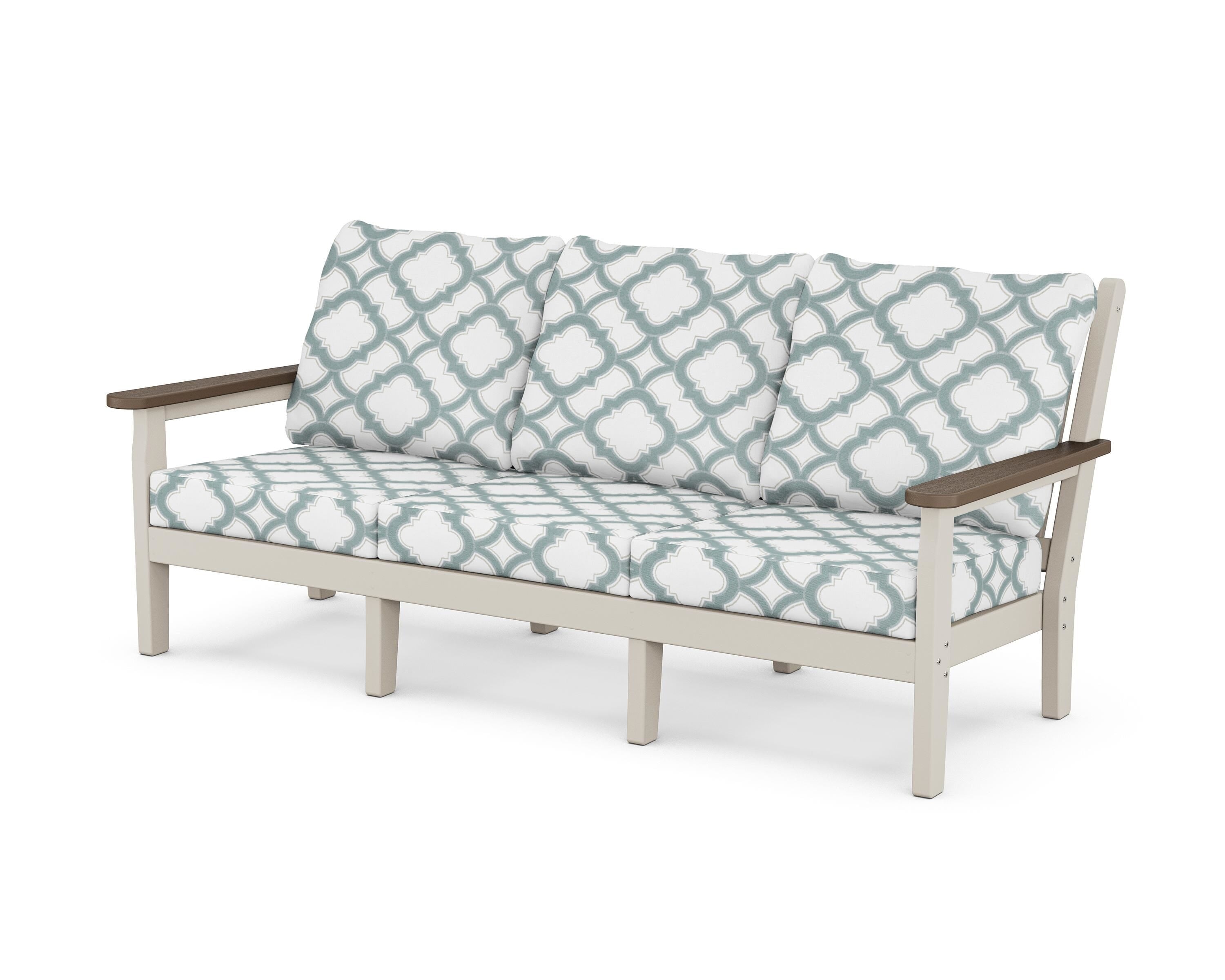 POLYWOOD® Chippendale Deep Seating Sofa in Sand / Kona / Trellis Glacier Spa