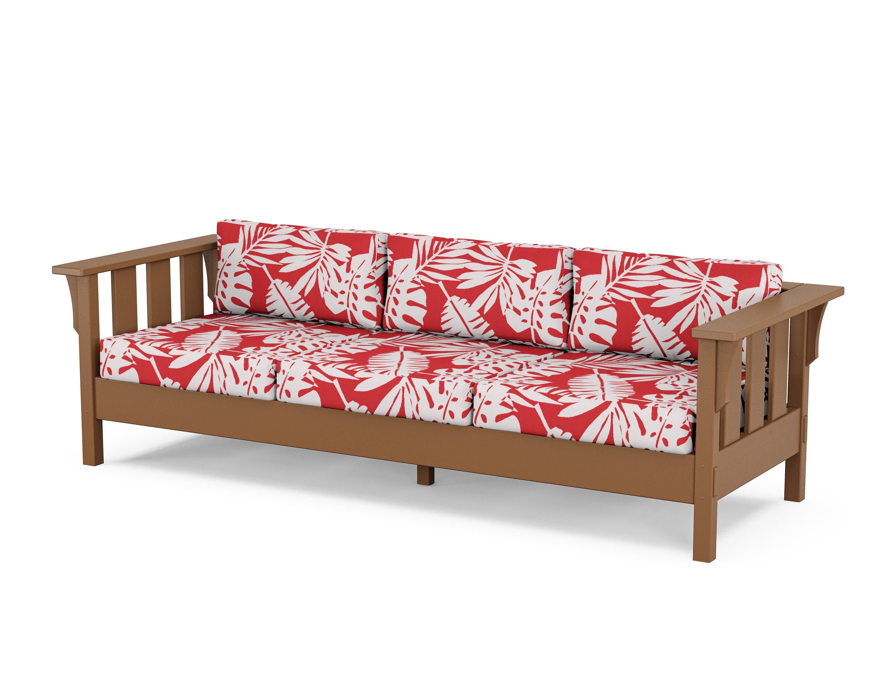 Martha Stewart by POLYWOOD® Acadia Deep Seating Sofa in Teak / Leaf Crimson