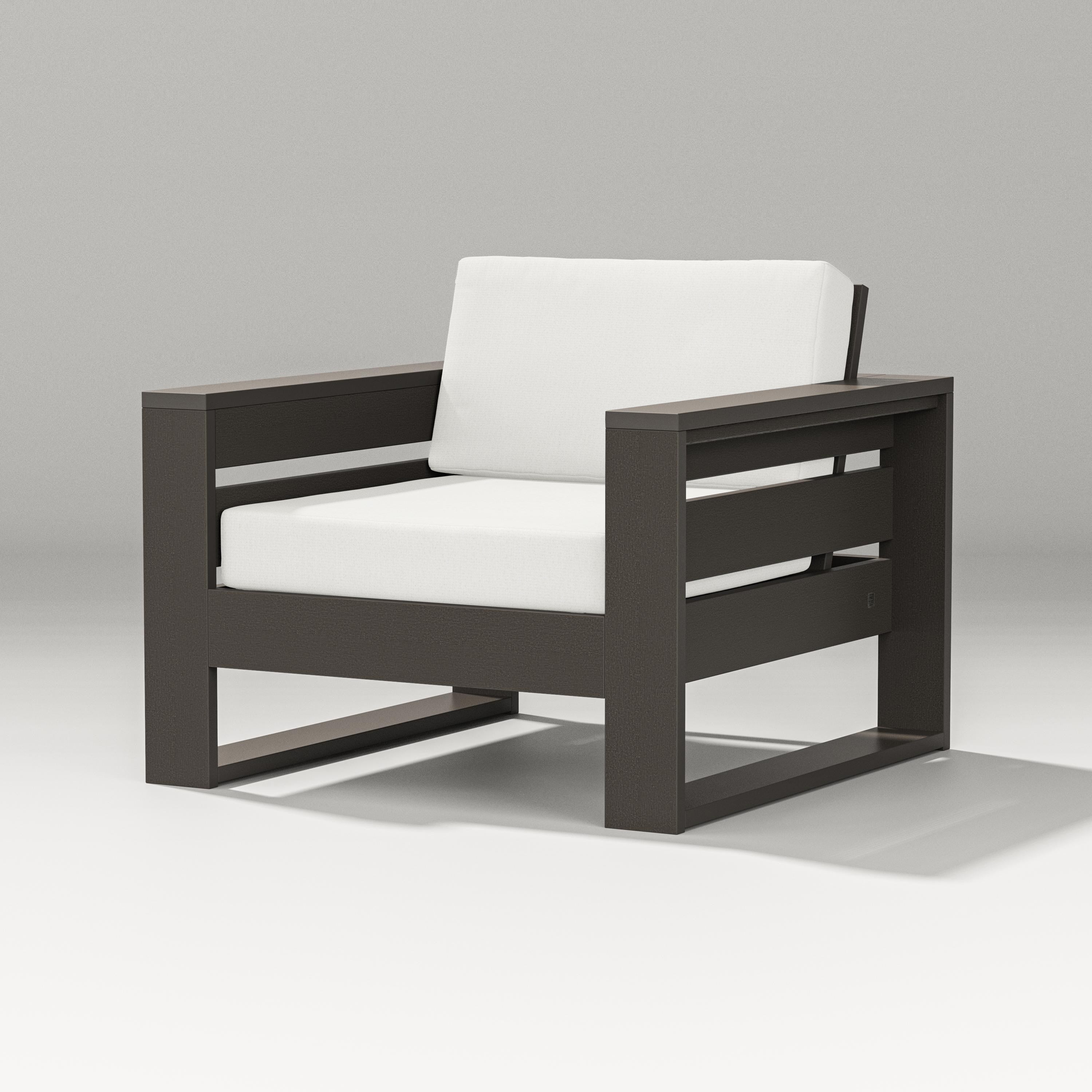 PW Designer Series Latitude Lounge Chair in Vintage Coffee / Natural Linen
