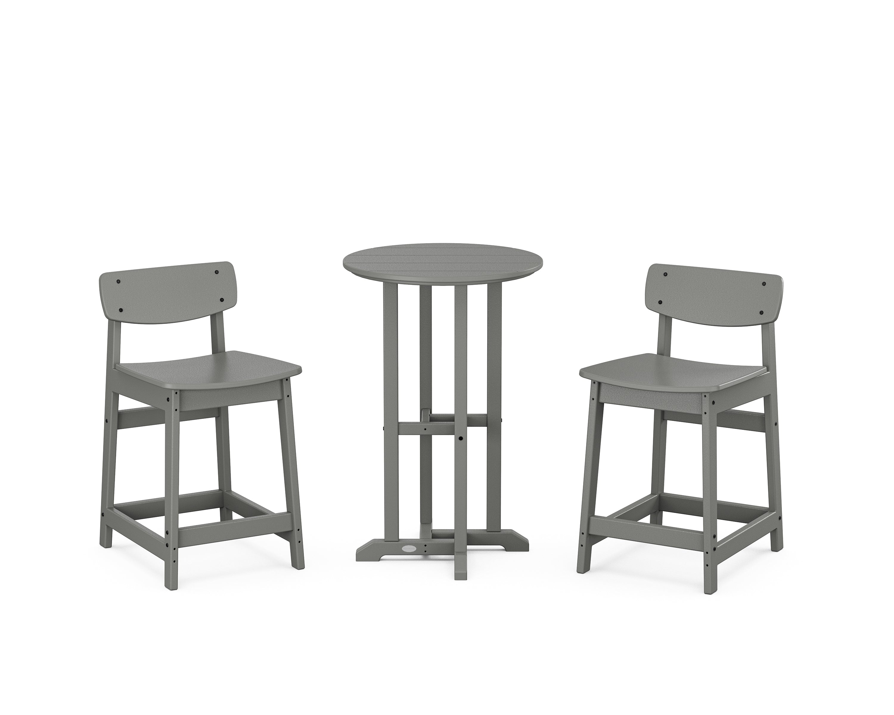 POLYWOOD® Modern Studio Urban Lowback 3-Piece Bistro Counter Set in Slate Grey
