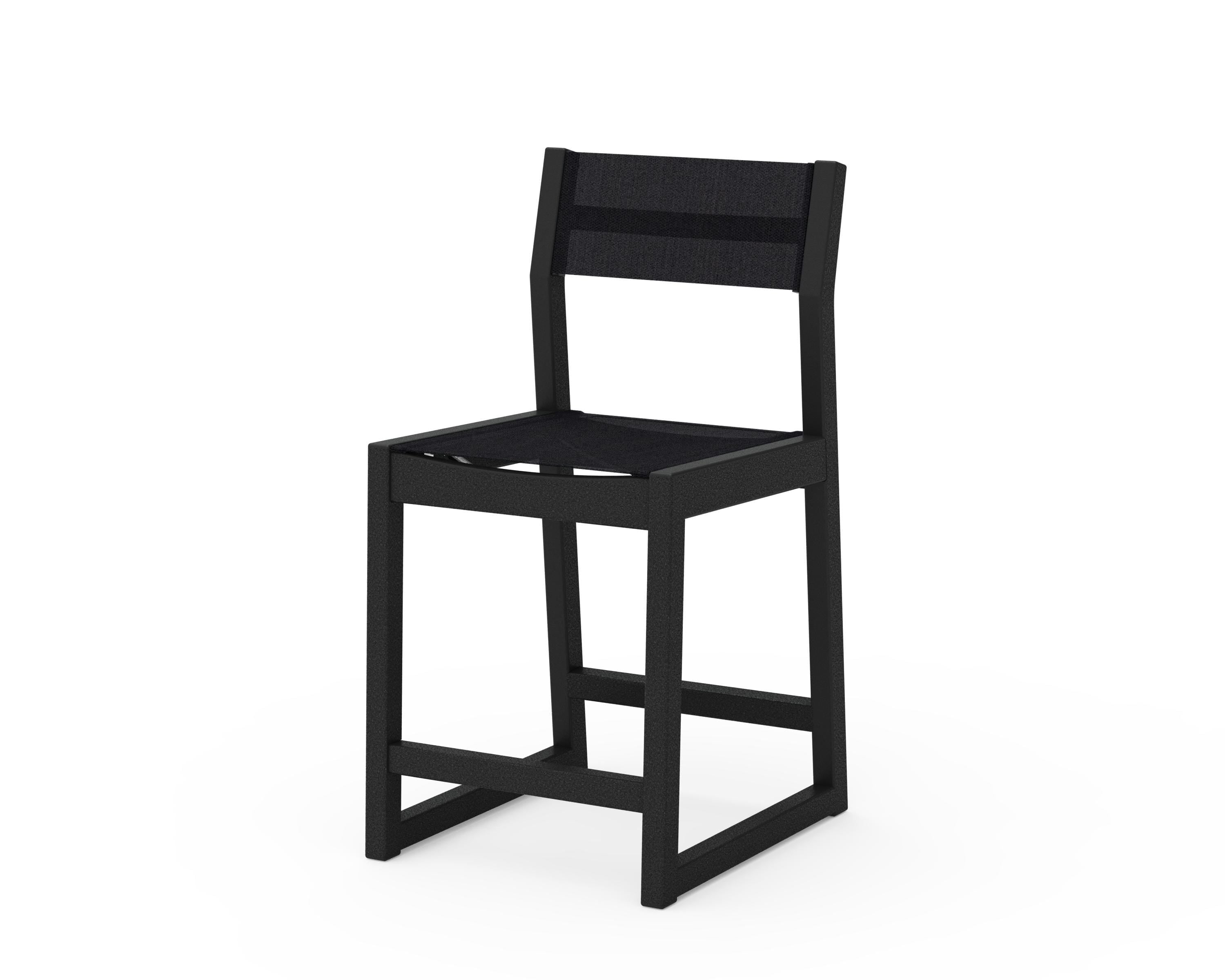 POLYWOOD® EDGE Sling Counter Side Chair in Black / Black Sling