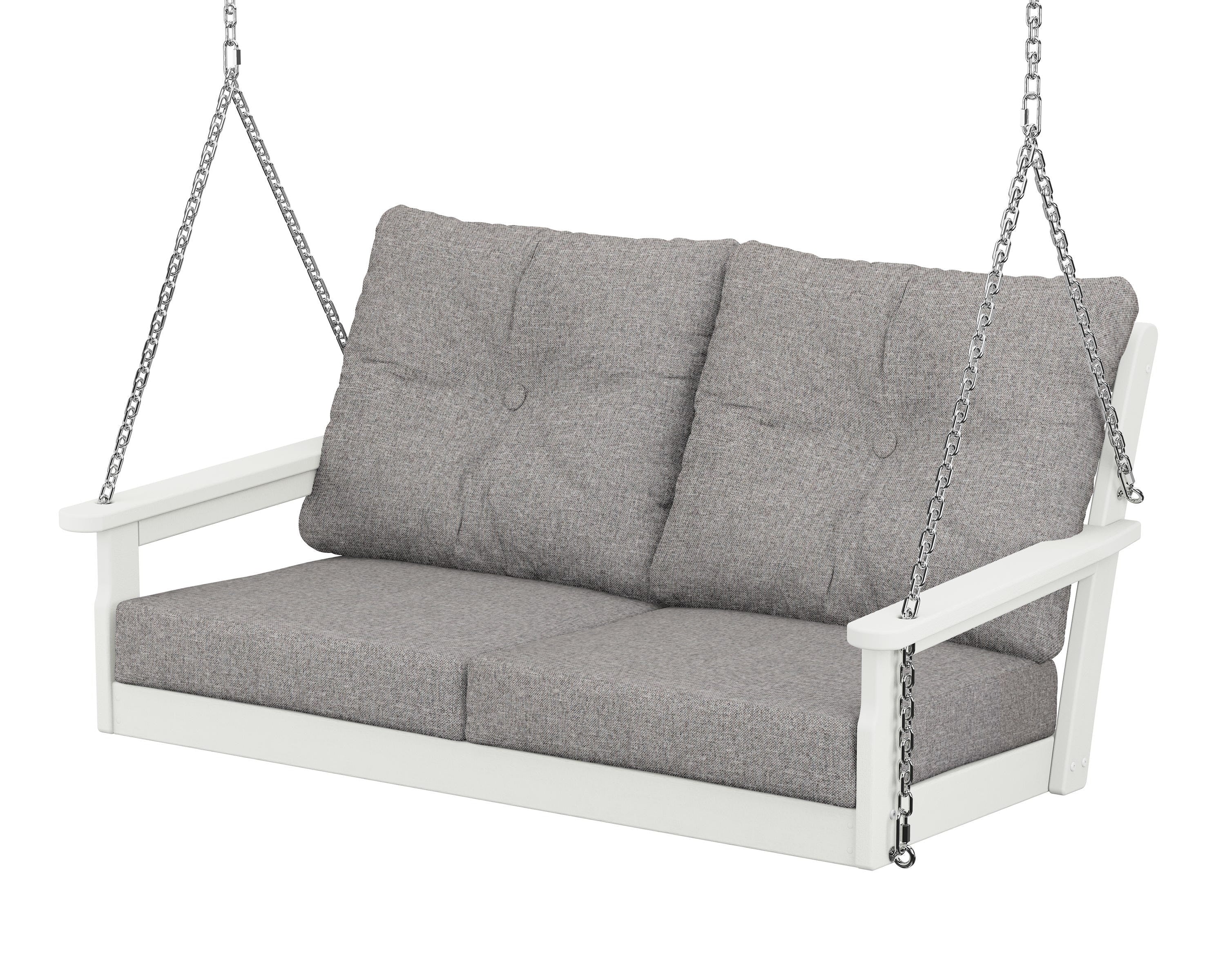 POLYWOOD® Vineyard Deep Seating Swing in Vintage White / Grey Mist
