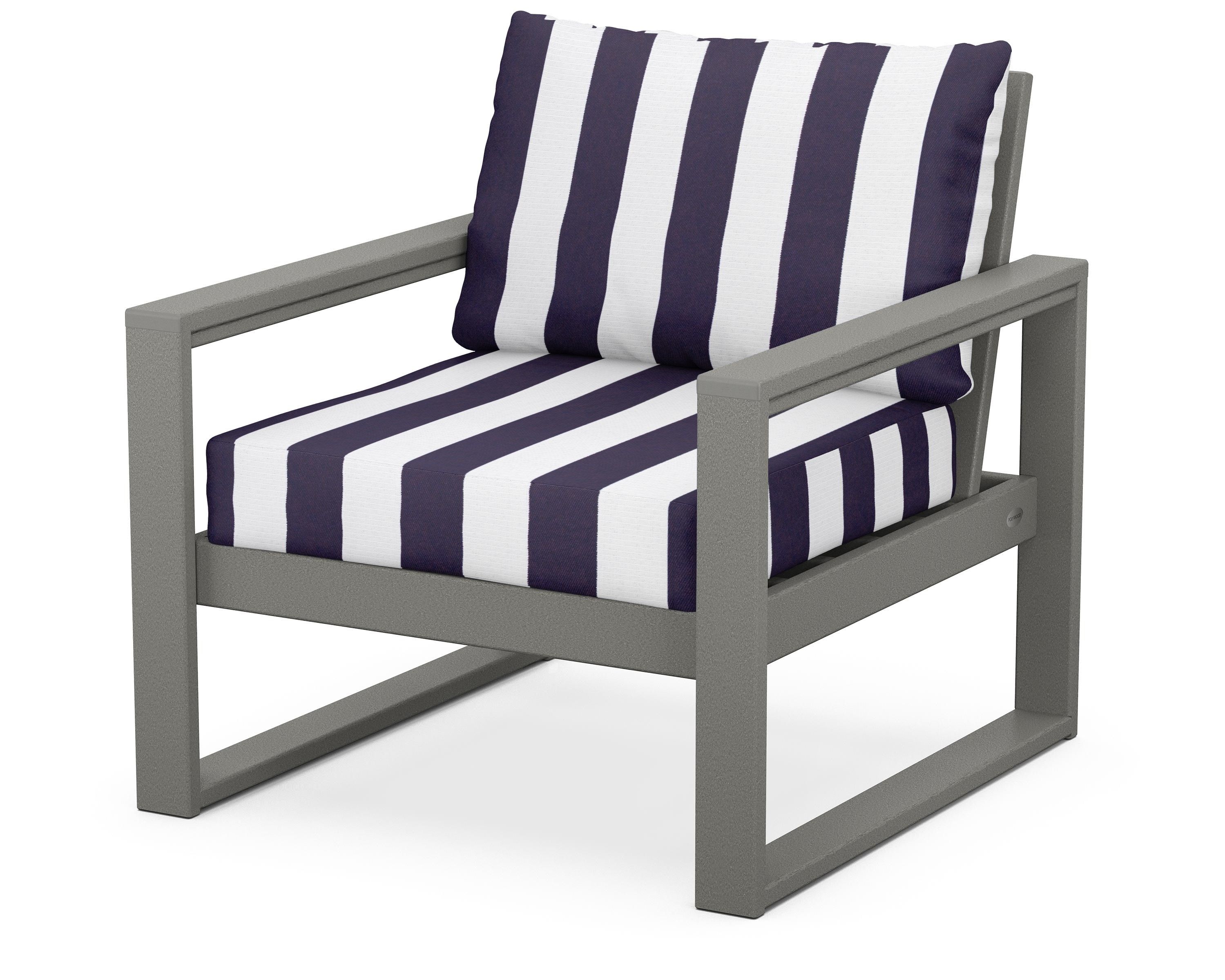 POLYWOOD® EDGE Club Chair in Slate Grey / Cabana Stripe Navy