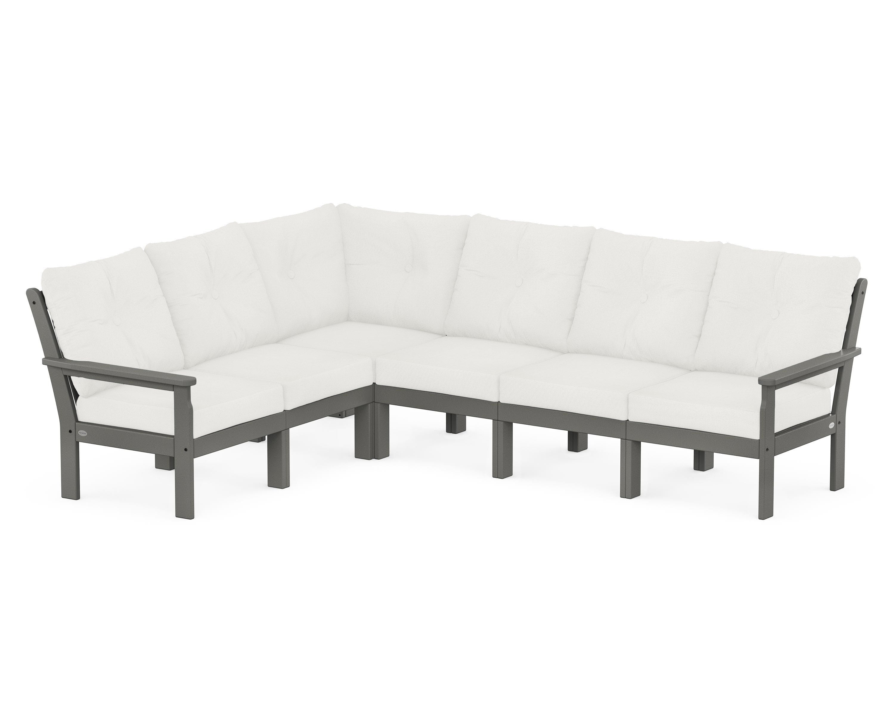 POLYWOOD® Vineyard 6-Piece Sectional in Slate Grey / Natural Linen