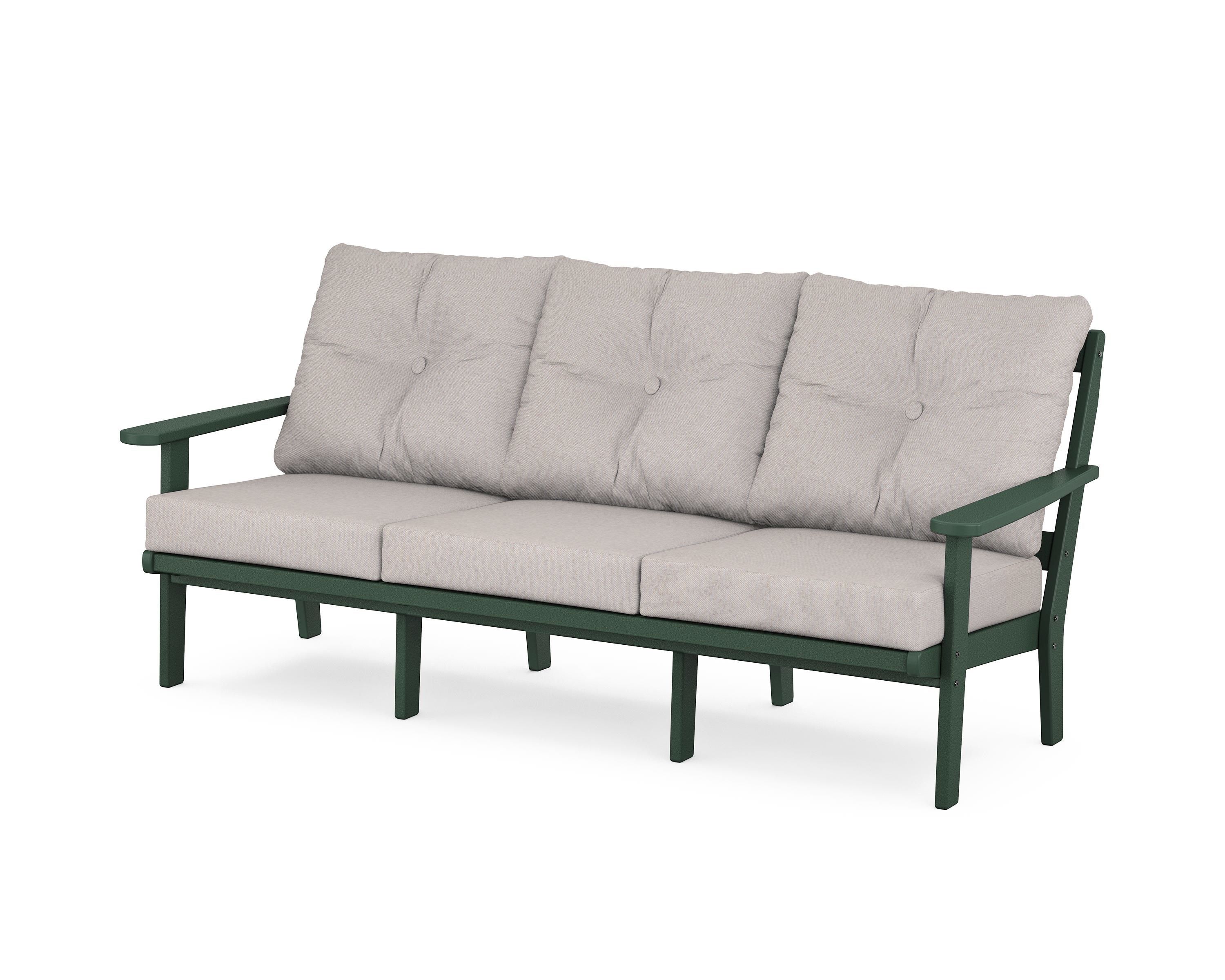 POLYWOOD® Mission Deep Seating Sofa in Green / Dune Burlap