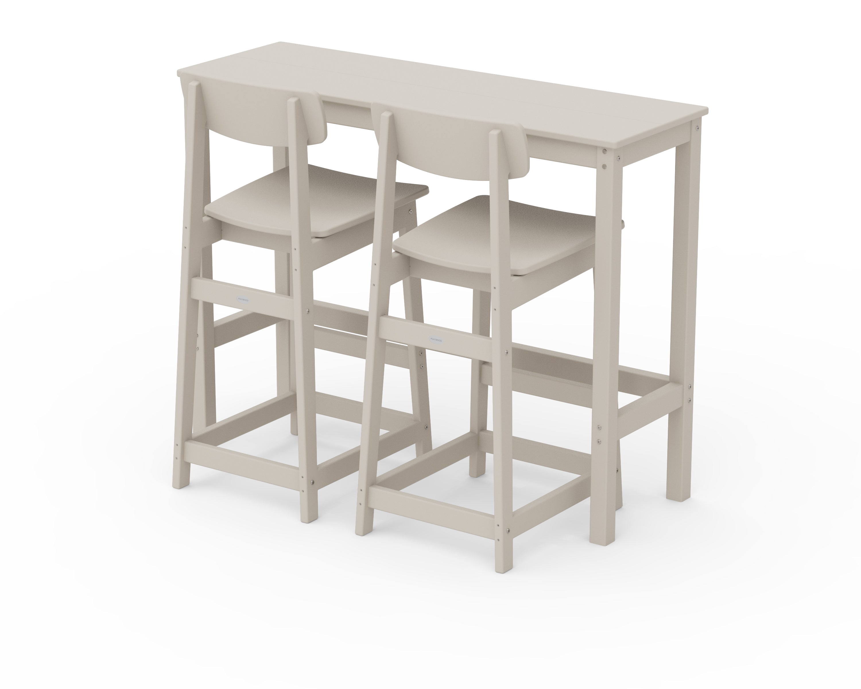 POLYWOOD® Modern Studio Urban Bar Chair 3-Piece Balcony Set in Sand