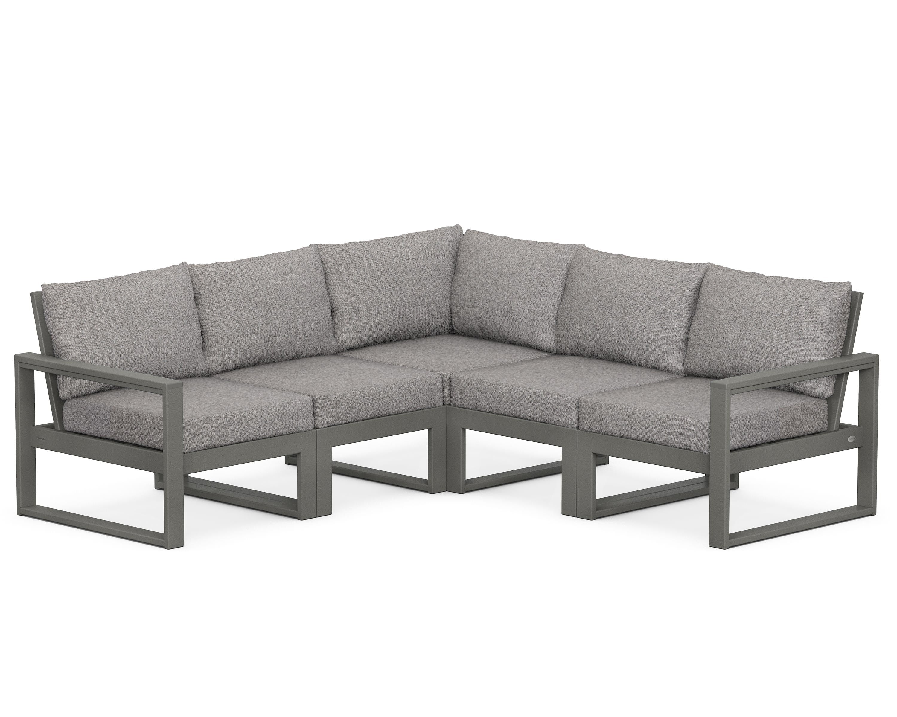 POLYWOOD® EDGE 5-Piece Modular Deep Seating Set in Slate Grey / Grey Mist