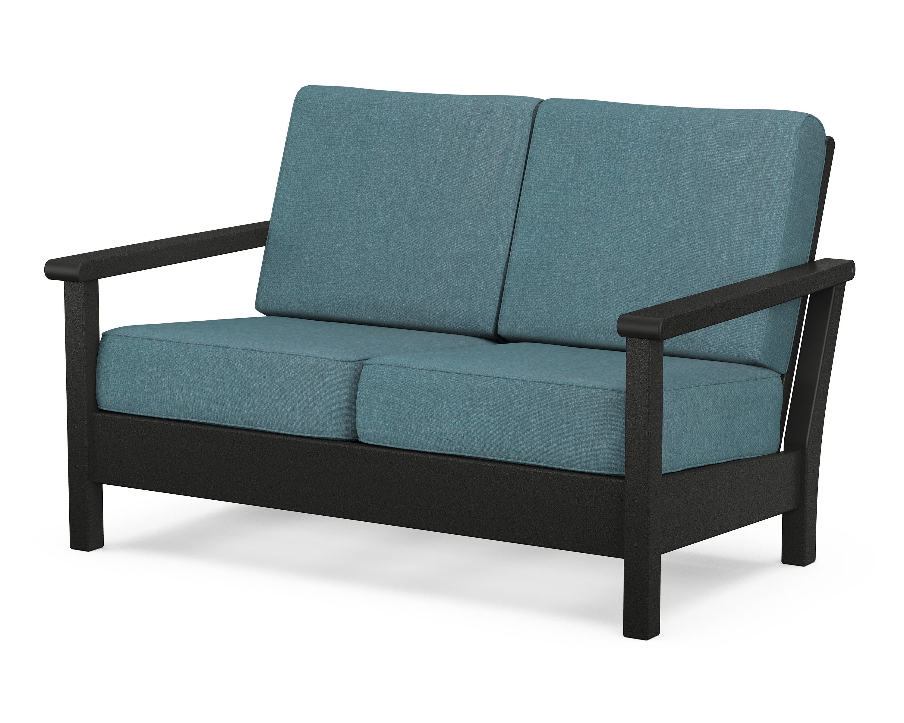 POLYWOOD® Harbour Deep Seating Loveseat in Black / Ocean Teal