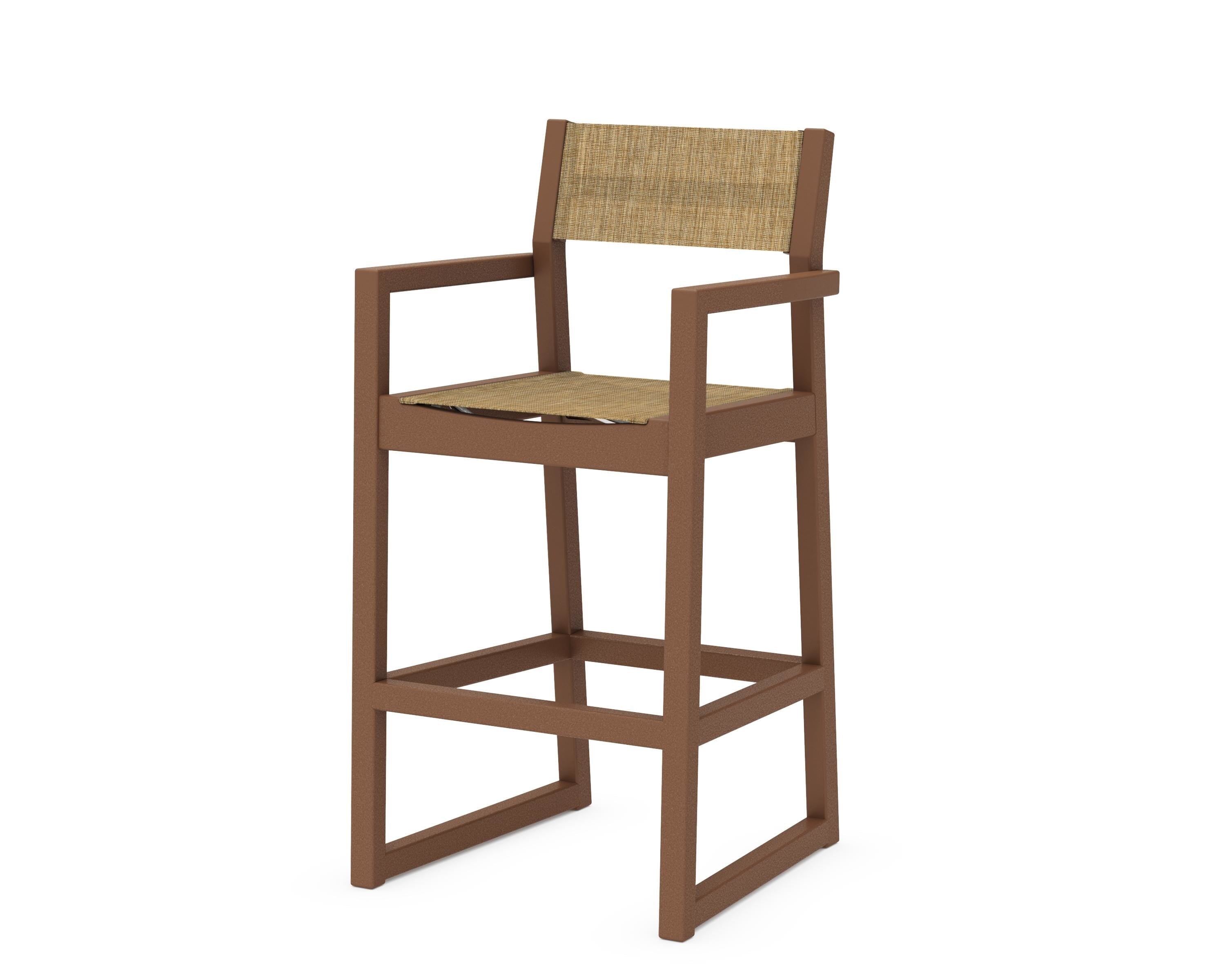 POLYWOOD® EDGE Sling Bar Arm Chair in Teak / Burlap Sling