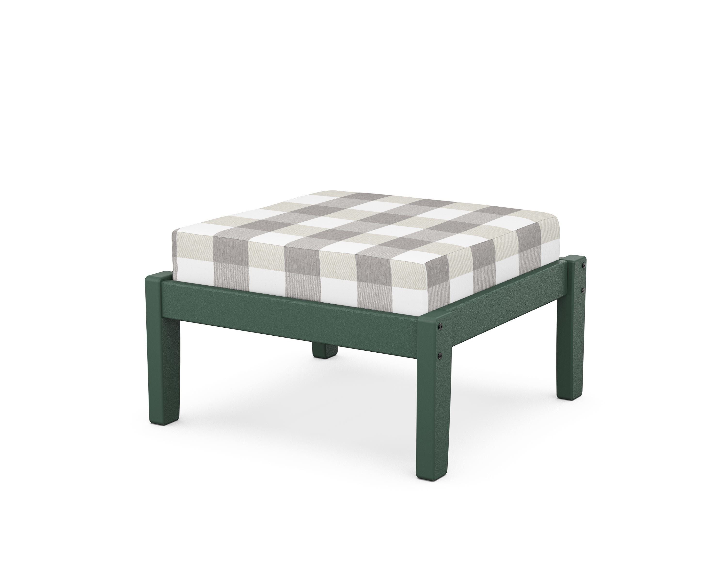 Unbranded Deep Seating Ottoman in Green / Buffalo Plaid Grey Mist