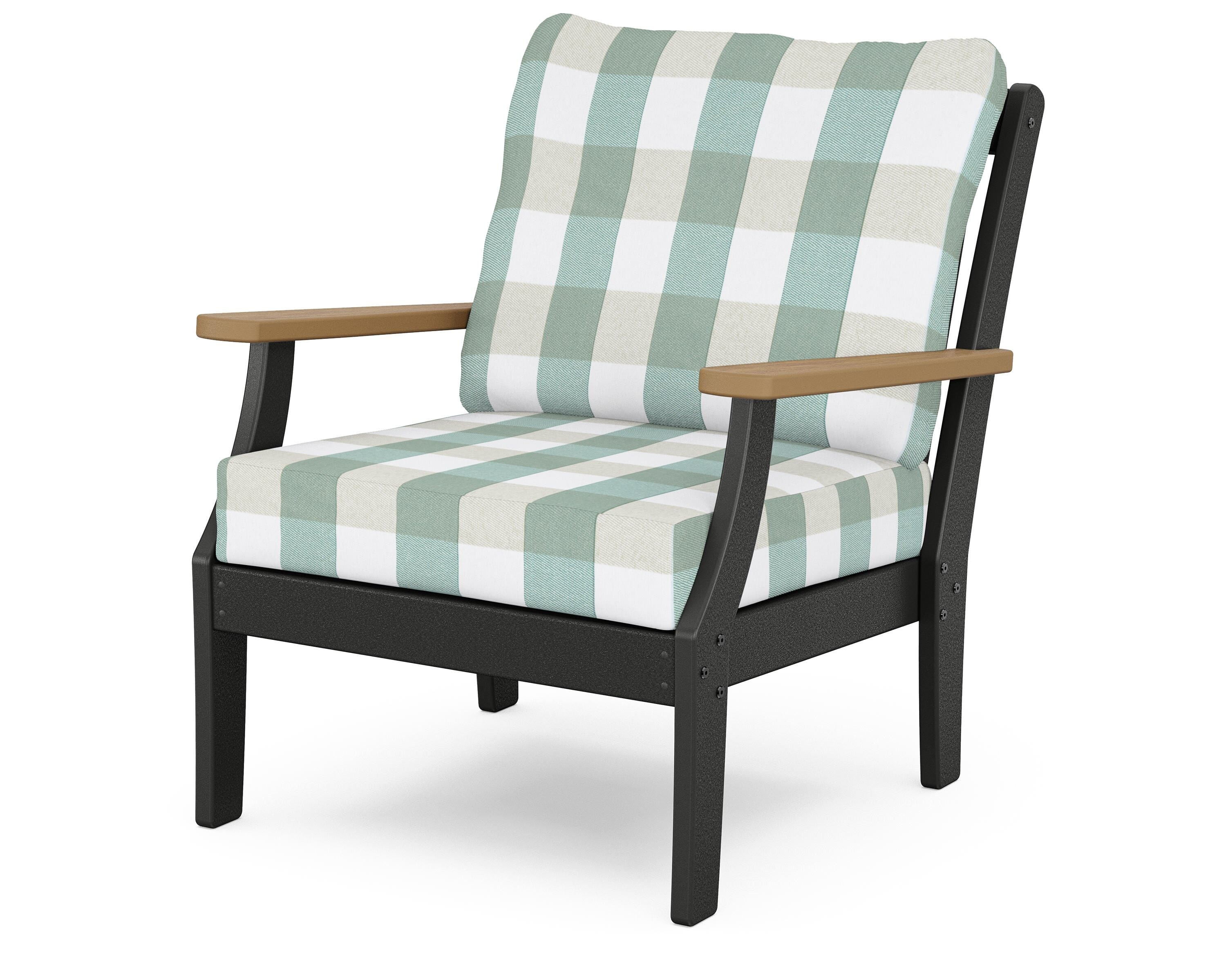 POLYWOOD® Braxton Deep Seating Chair in Black / Natural / Buffalo Plaid Glacier Spa