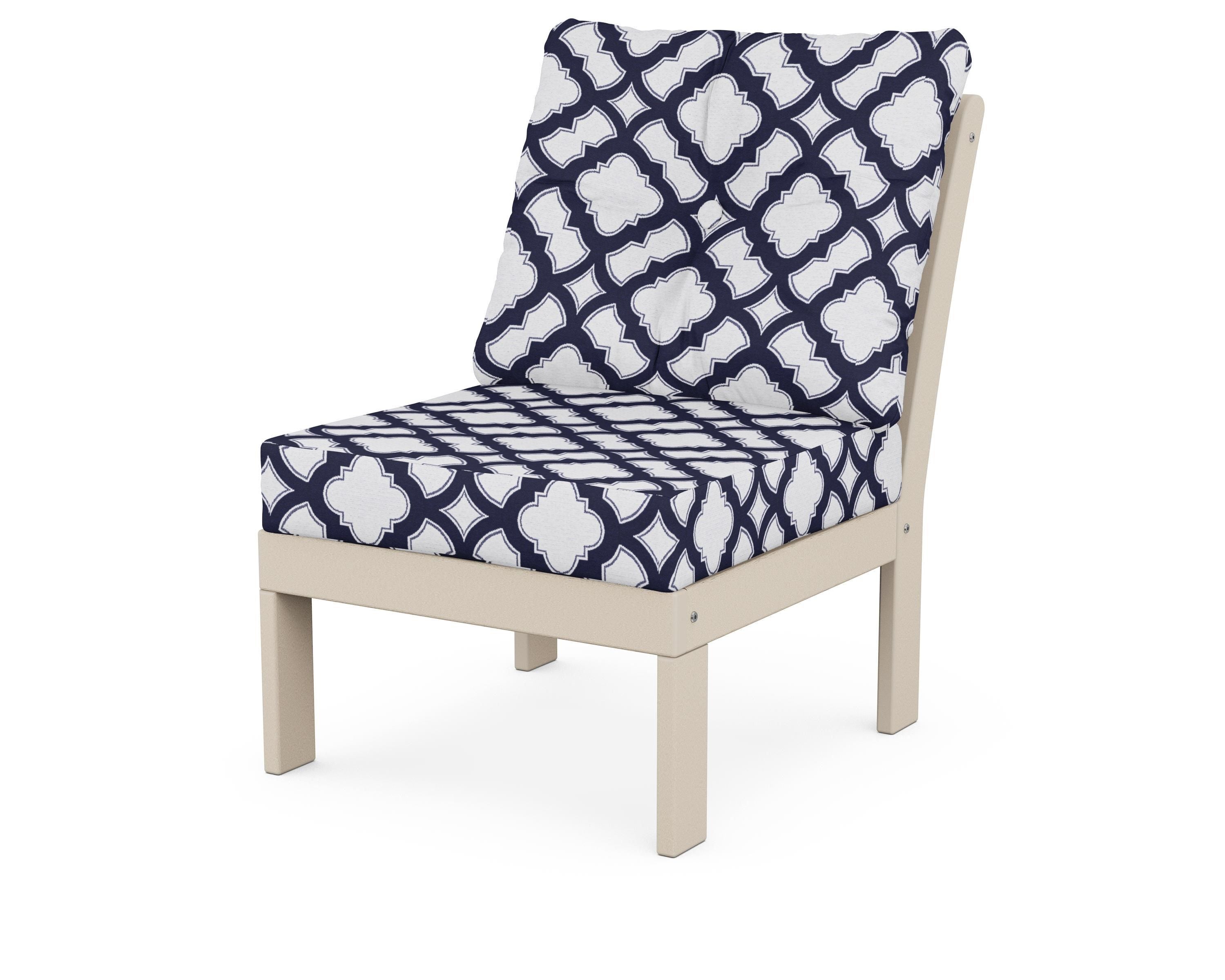 POLYWOOD® Vineyard Modular Armless Chair in Sand / Trellis Navy