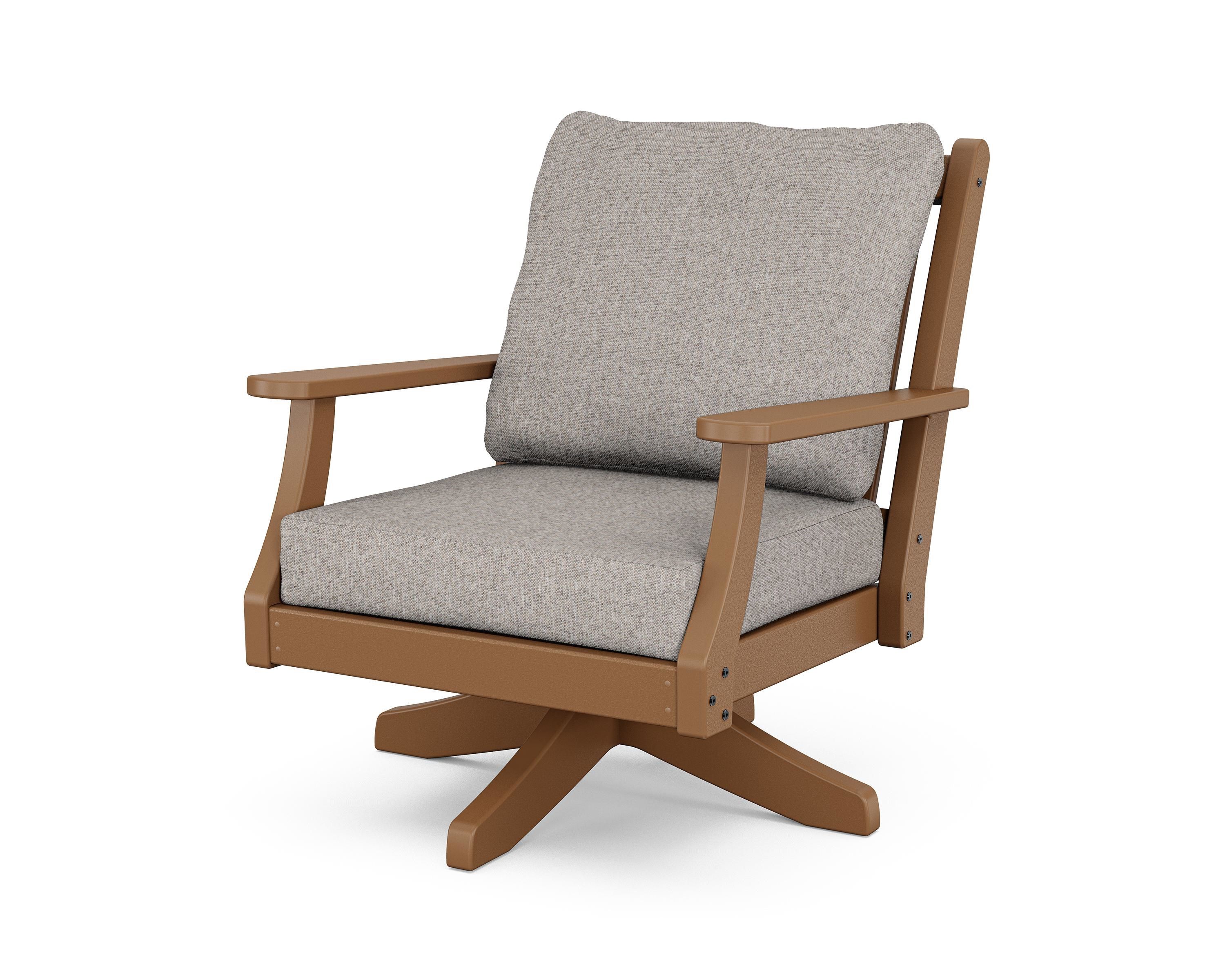Country Living Wovendale Deep Seating Swivel Chair in Teak / Weathered Tweed