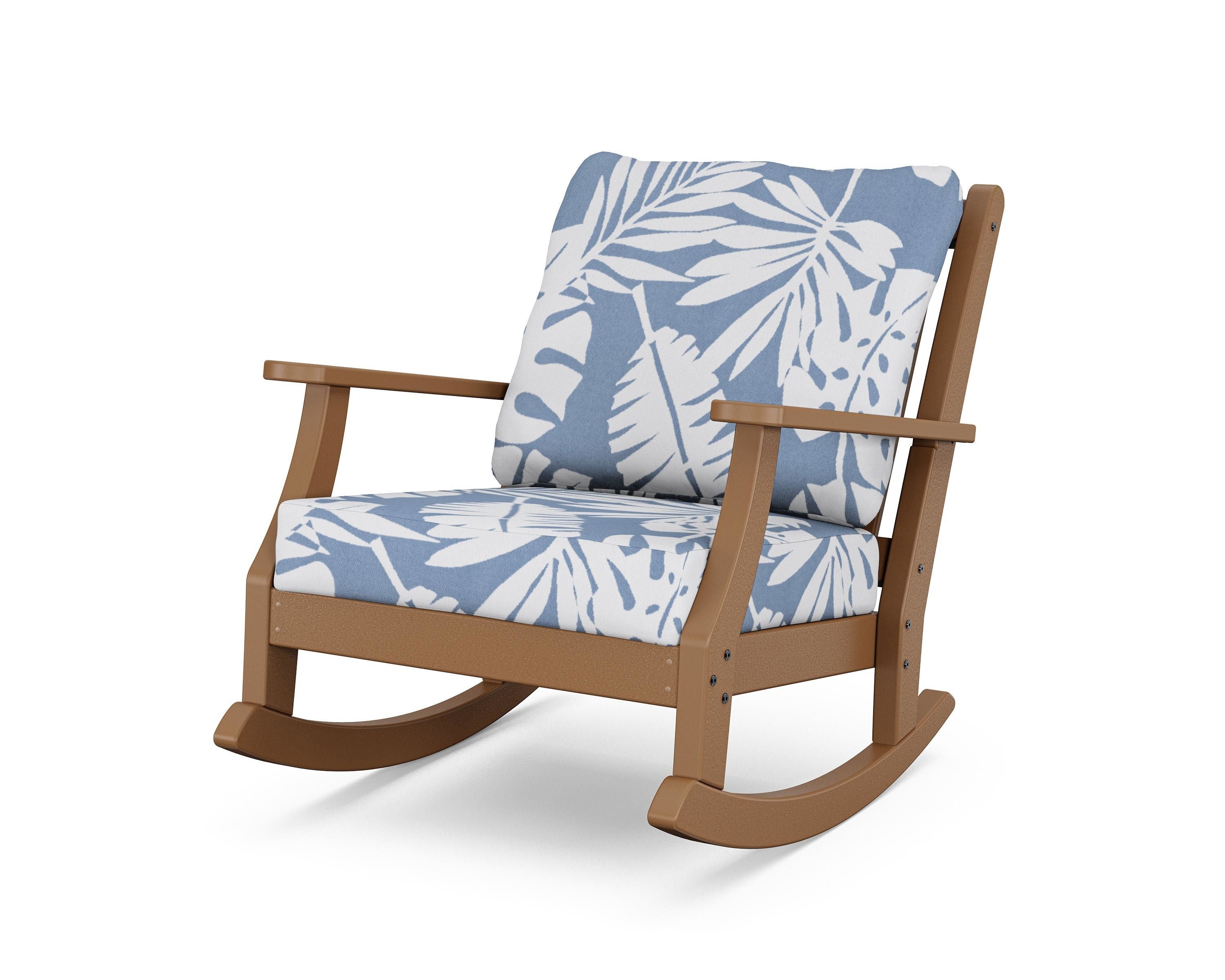 Country Living Wovendale Deep Seating Rocking Chair in Teak / Leaf Sky Blue