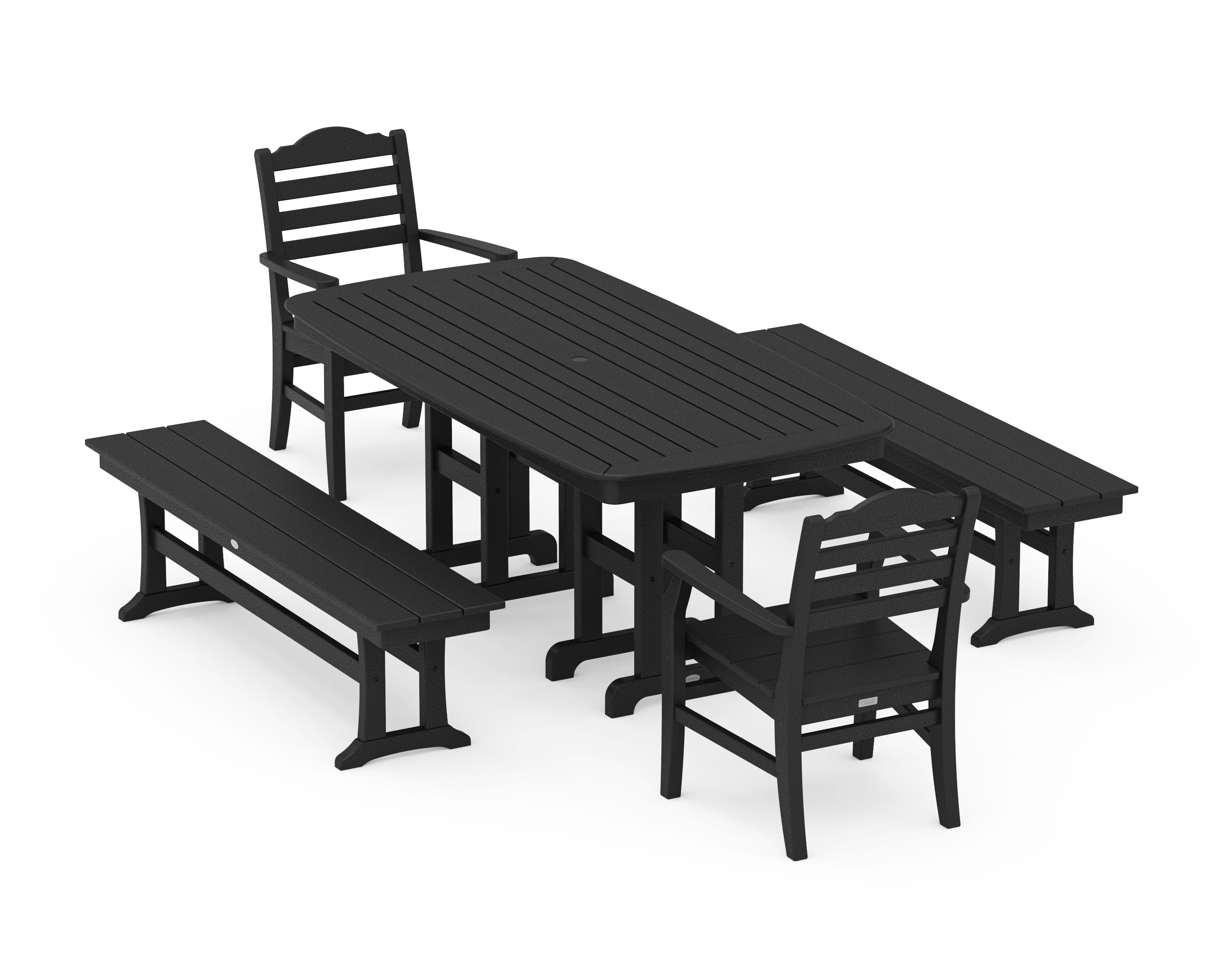 POLYWOOD® Savannah 5-Piece Dining Set with Benches in Black