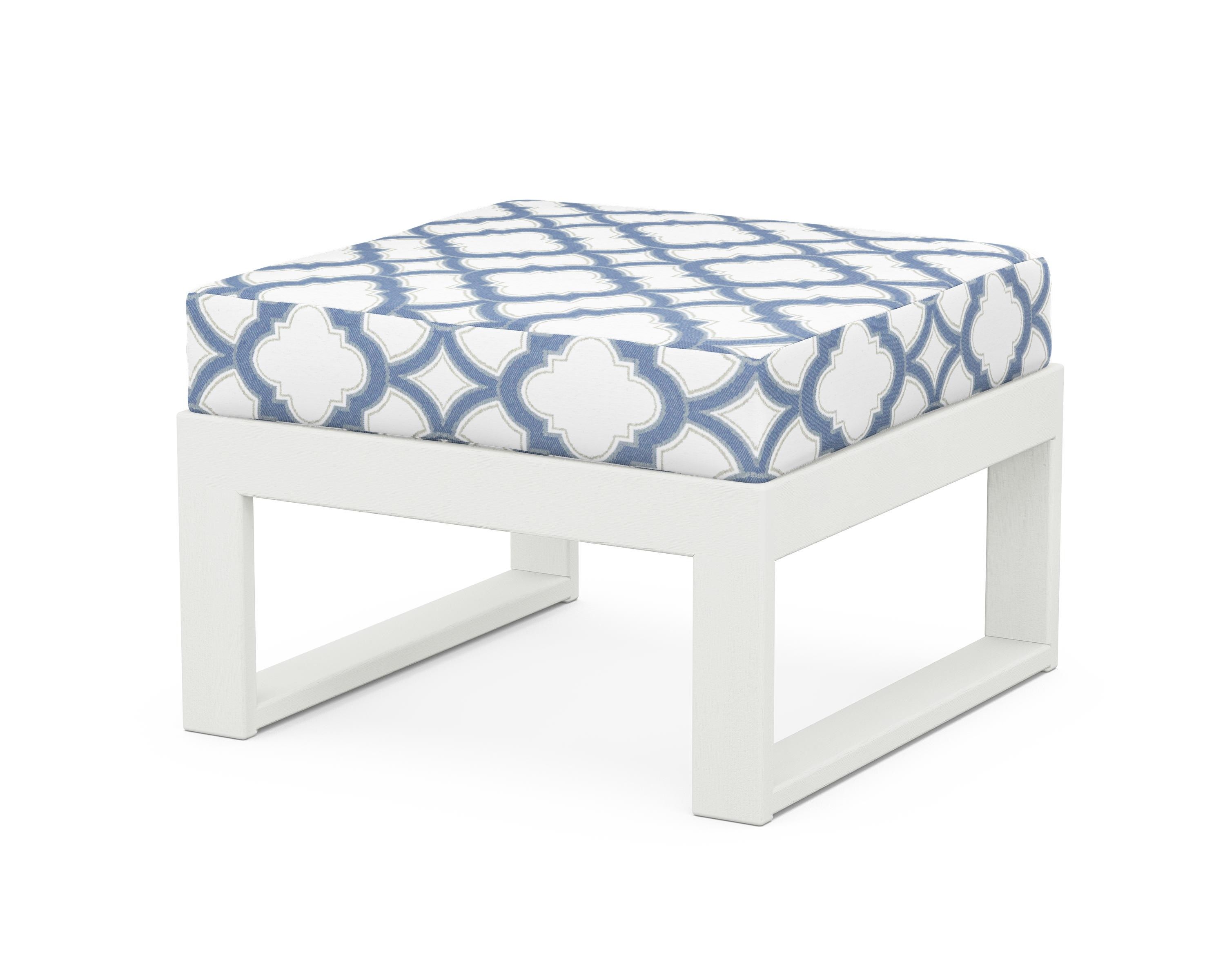 Unbranded Modular Ottoman - Modern in Vintage White / Trellis Sky Blue