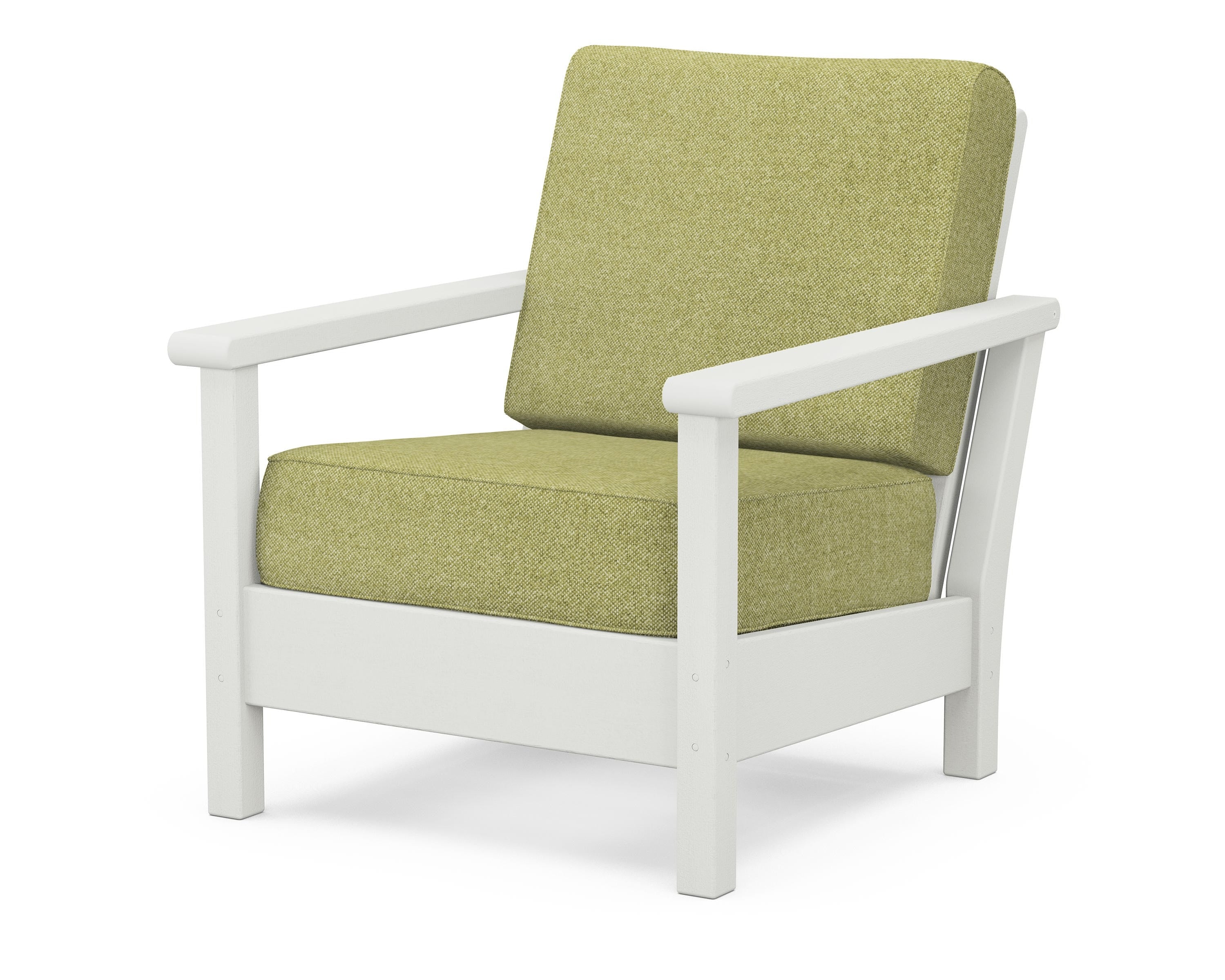 POLYWOOD® Harbour Deep Seating Chair in Vintage White / Chartreuse Boucle