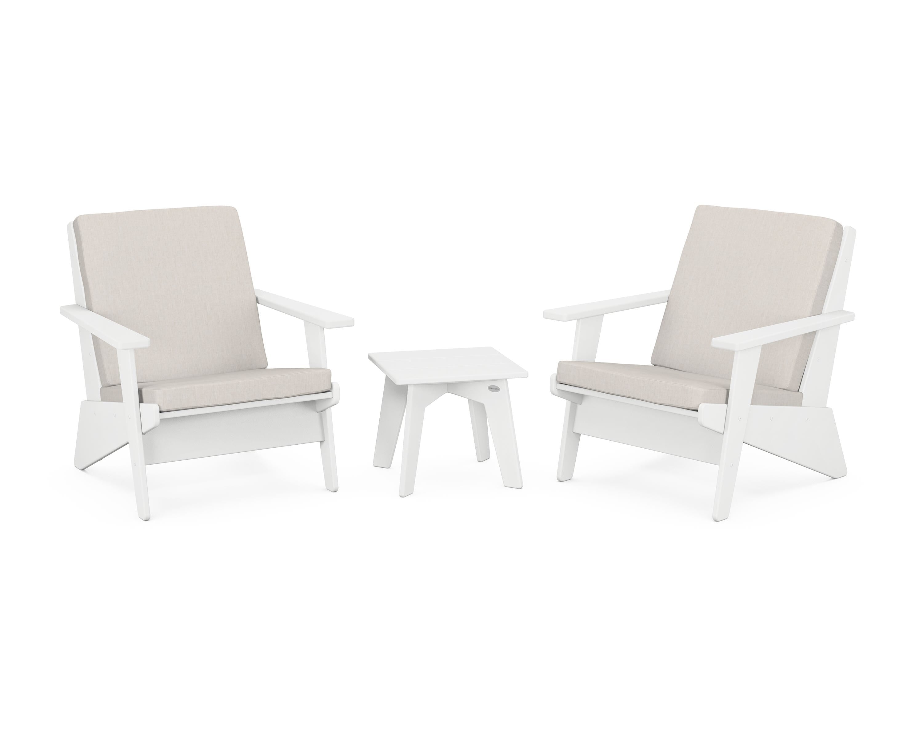 POLYWOOD® Riviera Modern Lounge 3-Piece Set in White / Cast Ash