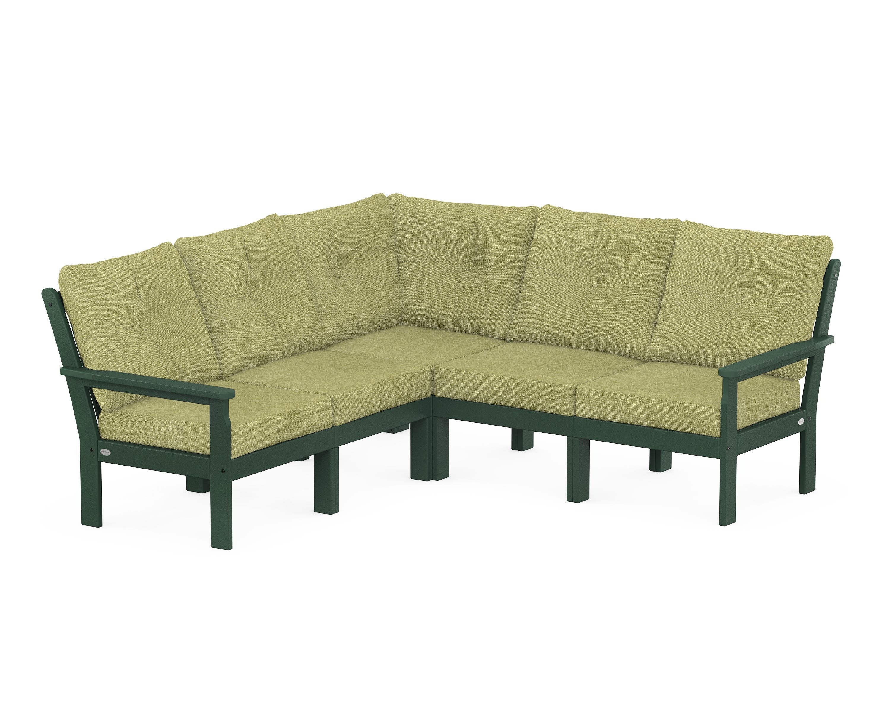 POLYWOOD® Vineyard 5-Piece Sectional in Green / Chartreuse Boucle