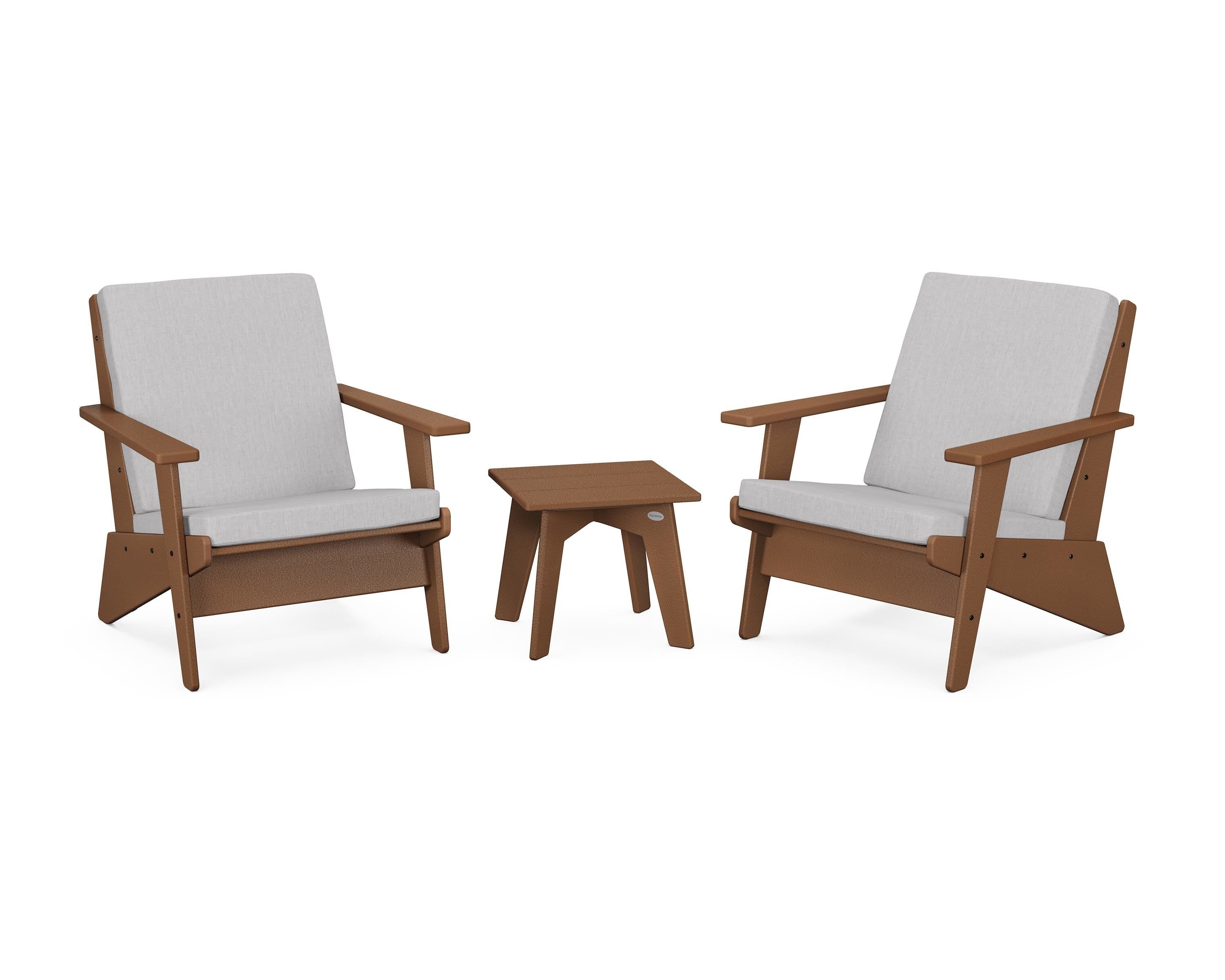 POLYWOOD® Riviera Modern Lounge 3-Piece Set in Teak / Granite