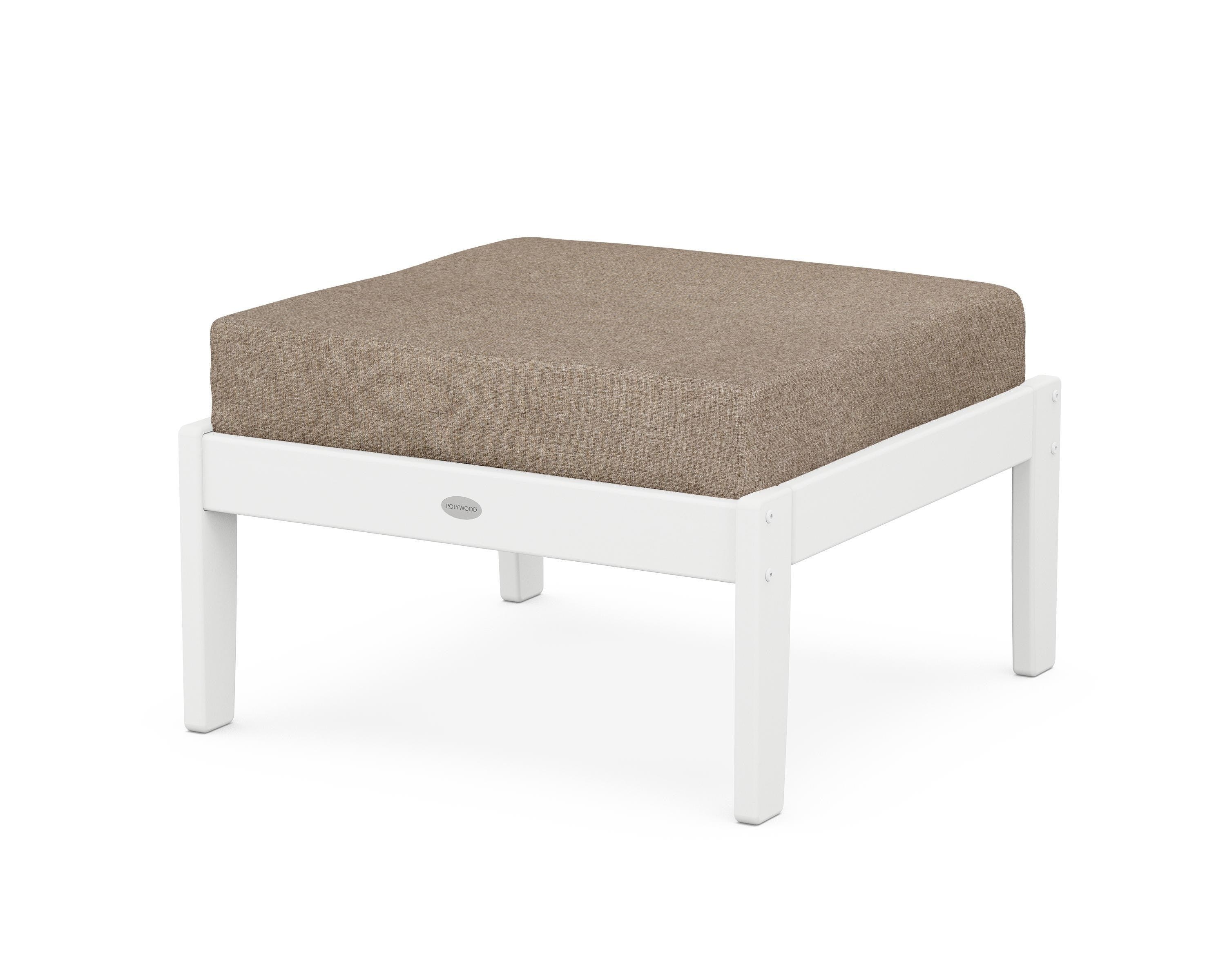 POLYWOOD® Braxton Deep Seating Ottoman in White / Spiced Burlap