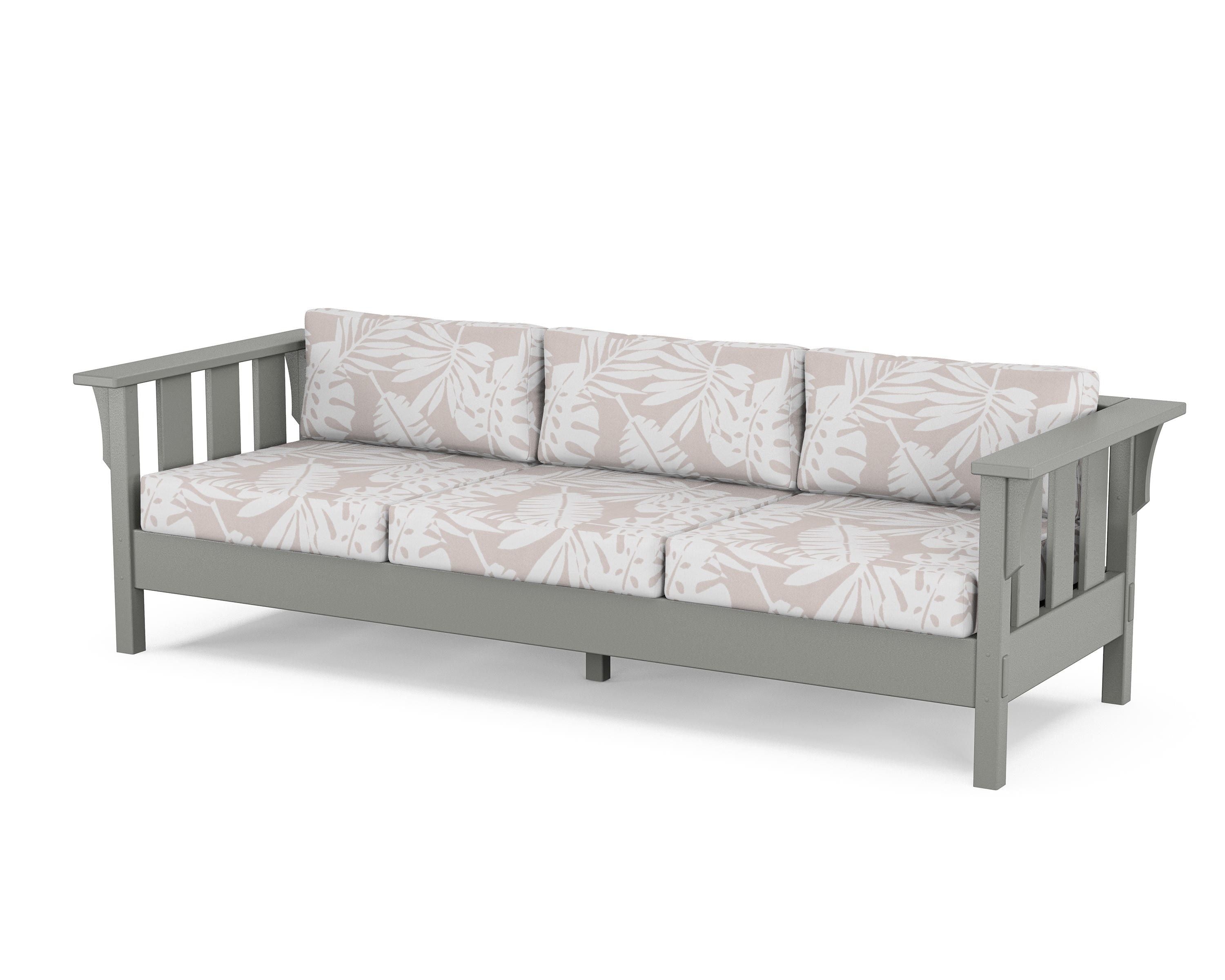 Martha Stewart by POLYWOOD® Acadia Deep Seating Sofa in Slate Grey / Leaf Dune Burlap