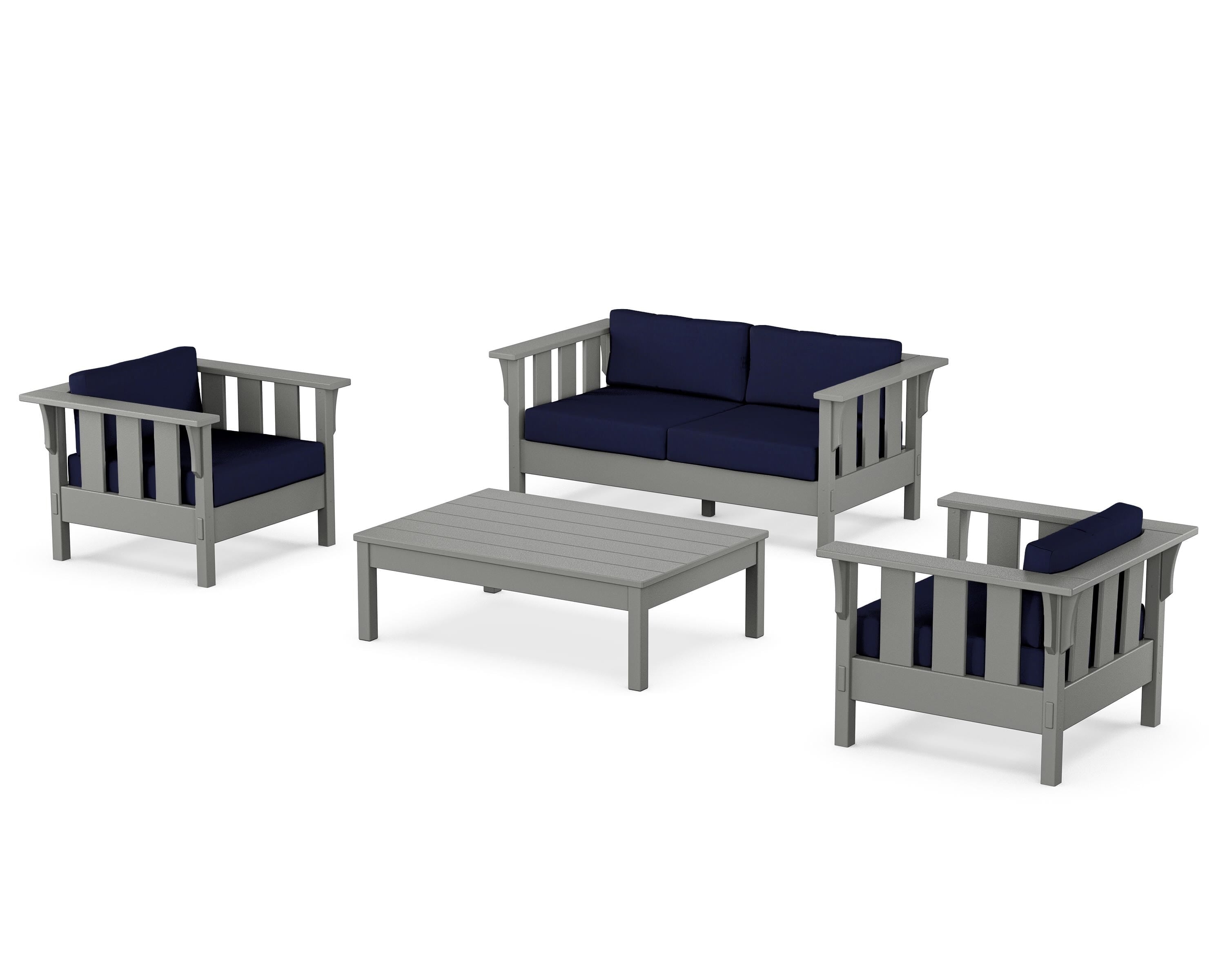 Martha Stewart by POLYWOOD® Acadia 4-Piece Deep Seating Set with Loveseat in Slate Grey / Navy