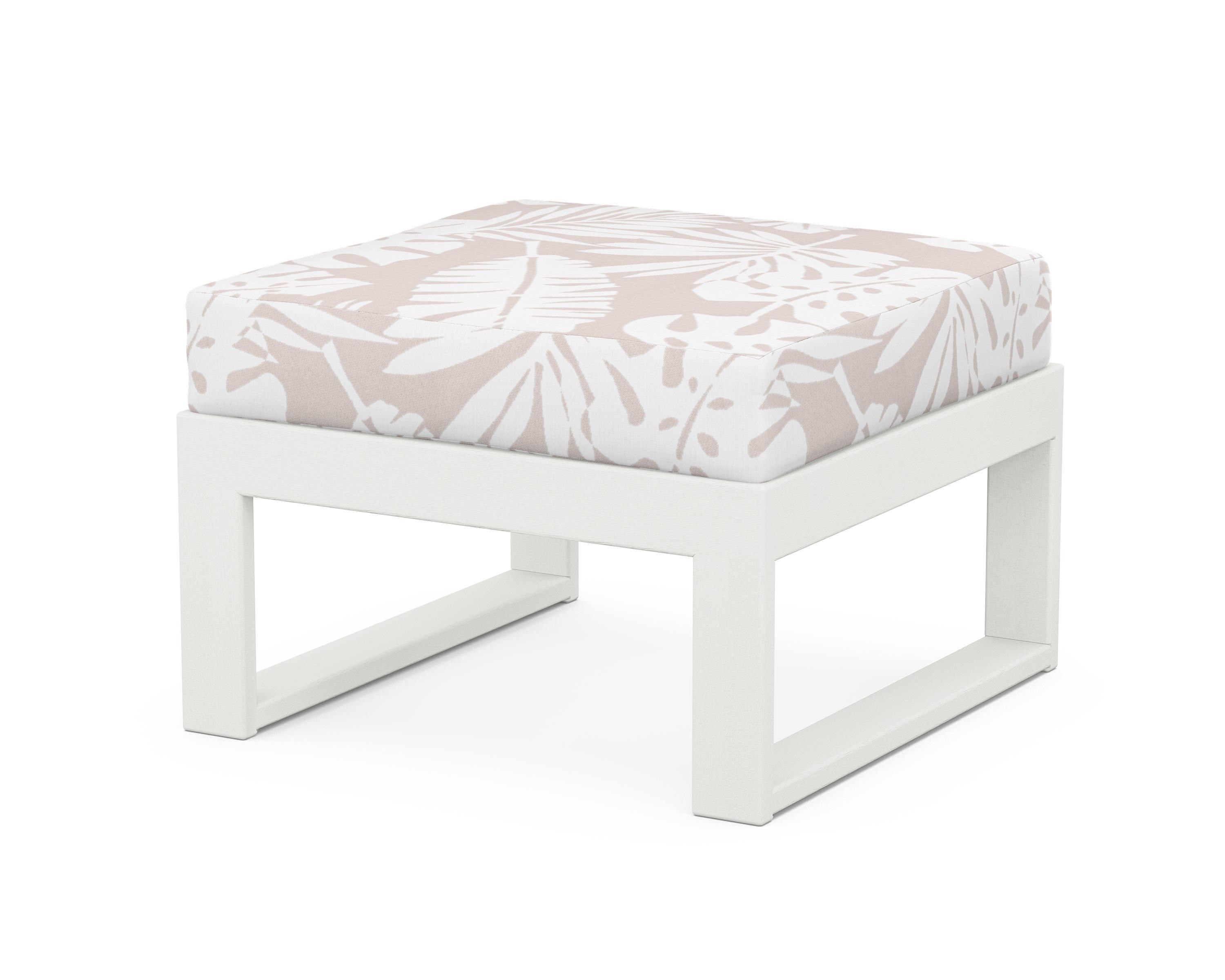 Unbranded Modular Ottoman - Modern in Vintage White / Leaf Dune Burlap