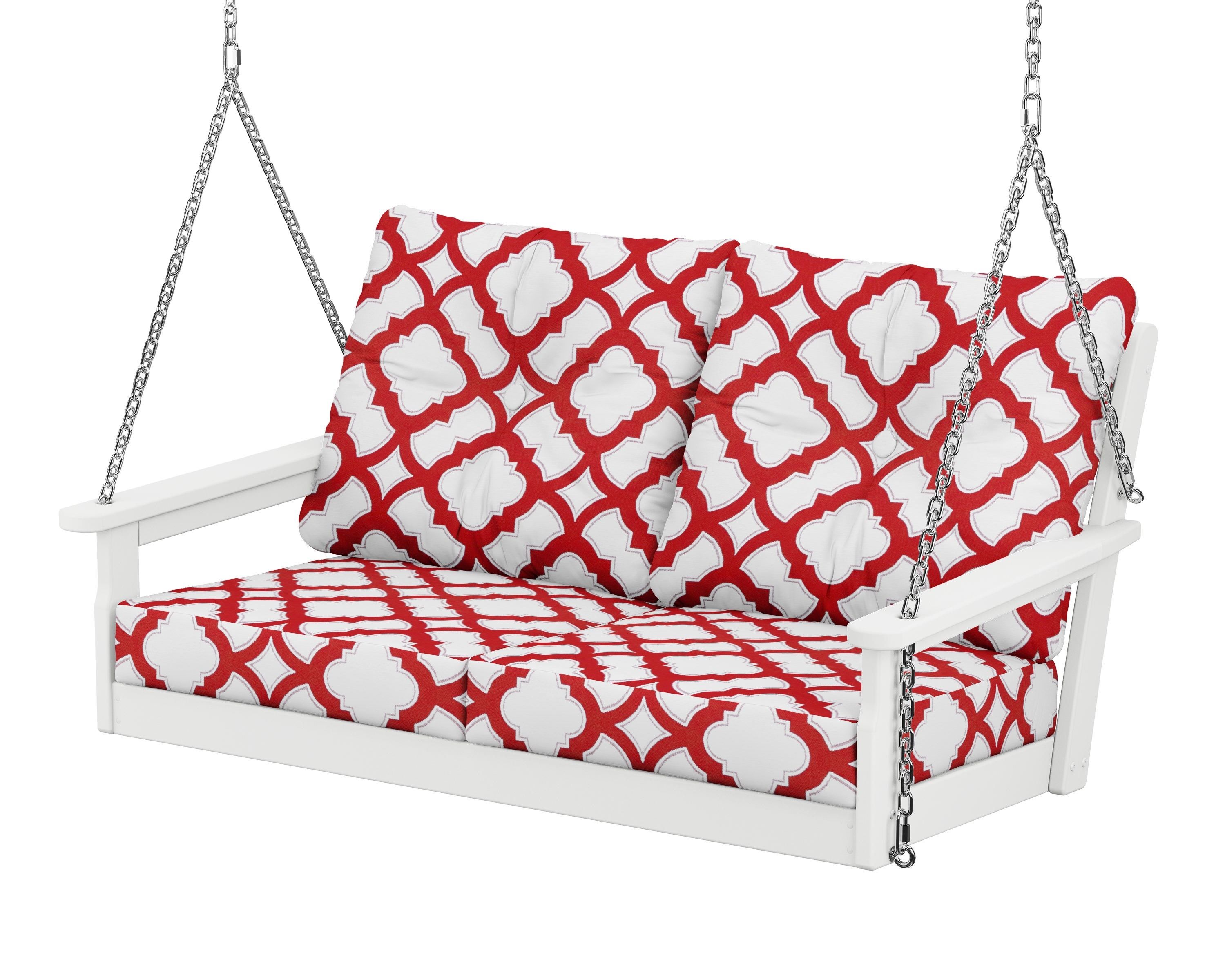 POLYWOOD® Vineyard Deep Seating Swing in White / Trellis Crimson