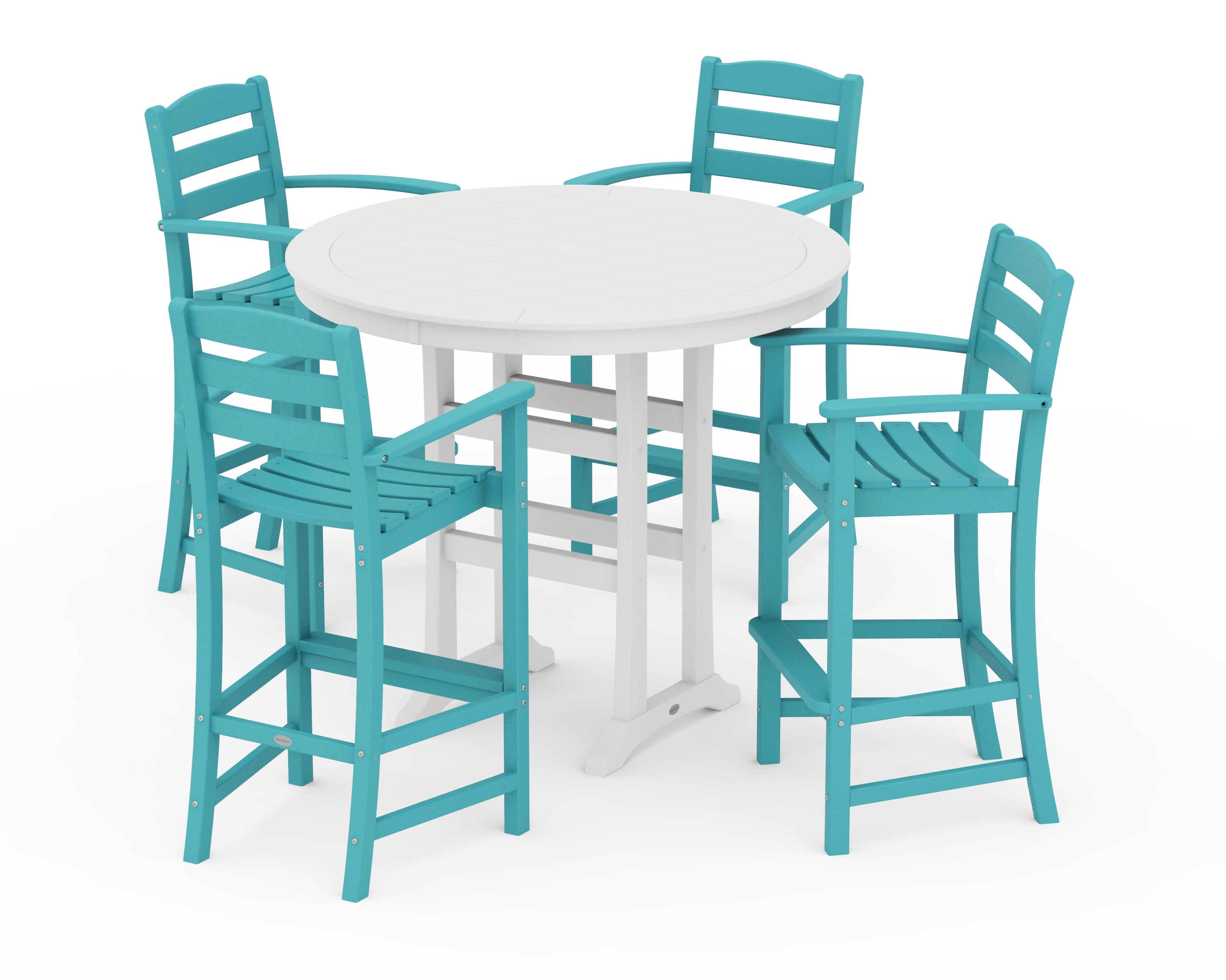 POLYWOOD® La Casa Café 5-Piece Bar Dining Set in Aruba / White