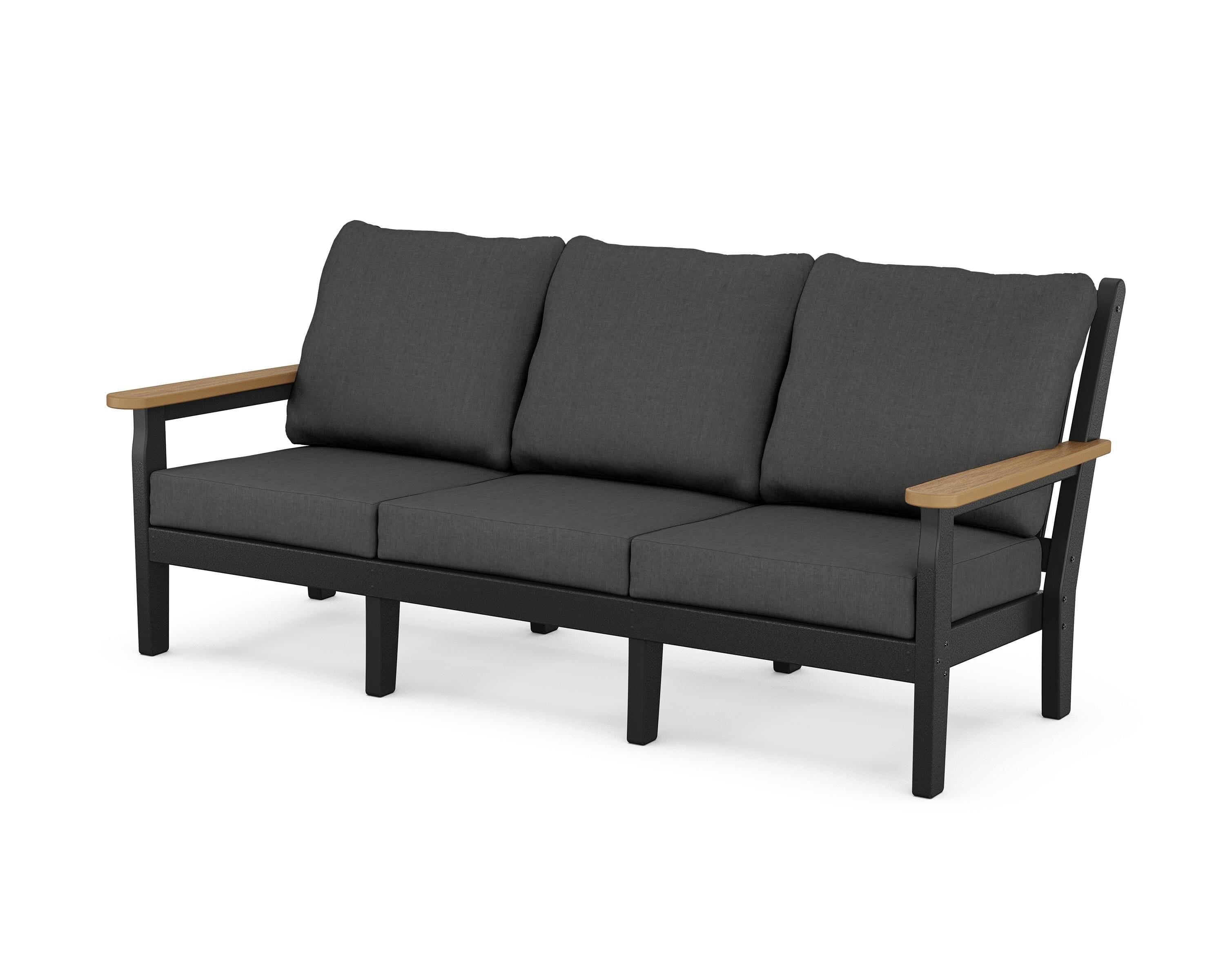 POLYWOOD® Chippendale Deep Seating Sofa in Black / Natural / Spectrum Carbon
