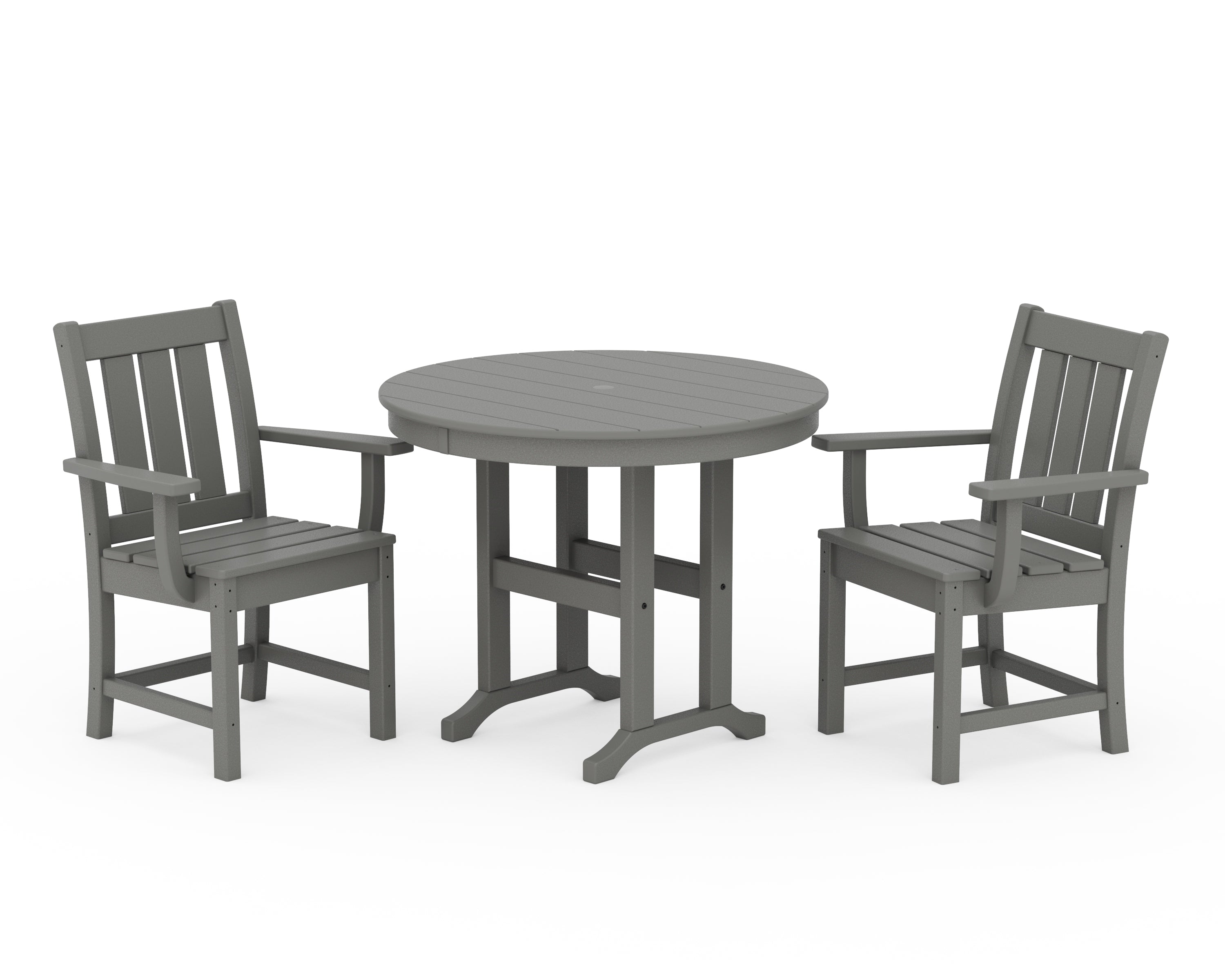 POLYWOOD® Oxford 3-Piece Farmhouse Dining Set in Slate Grey