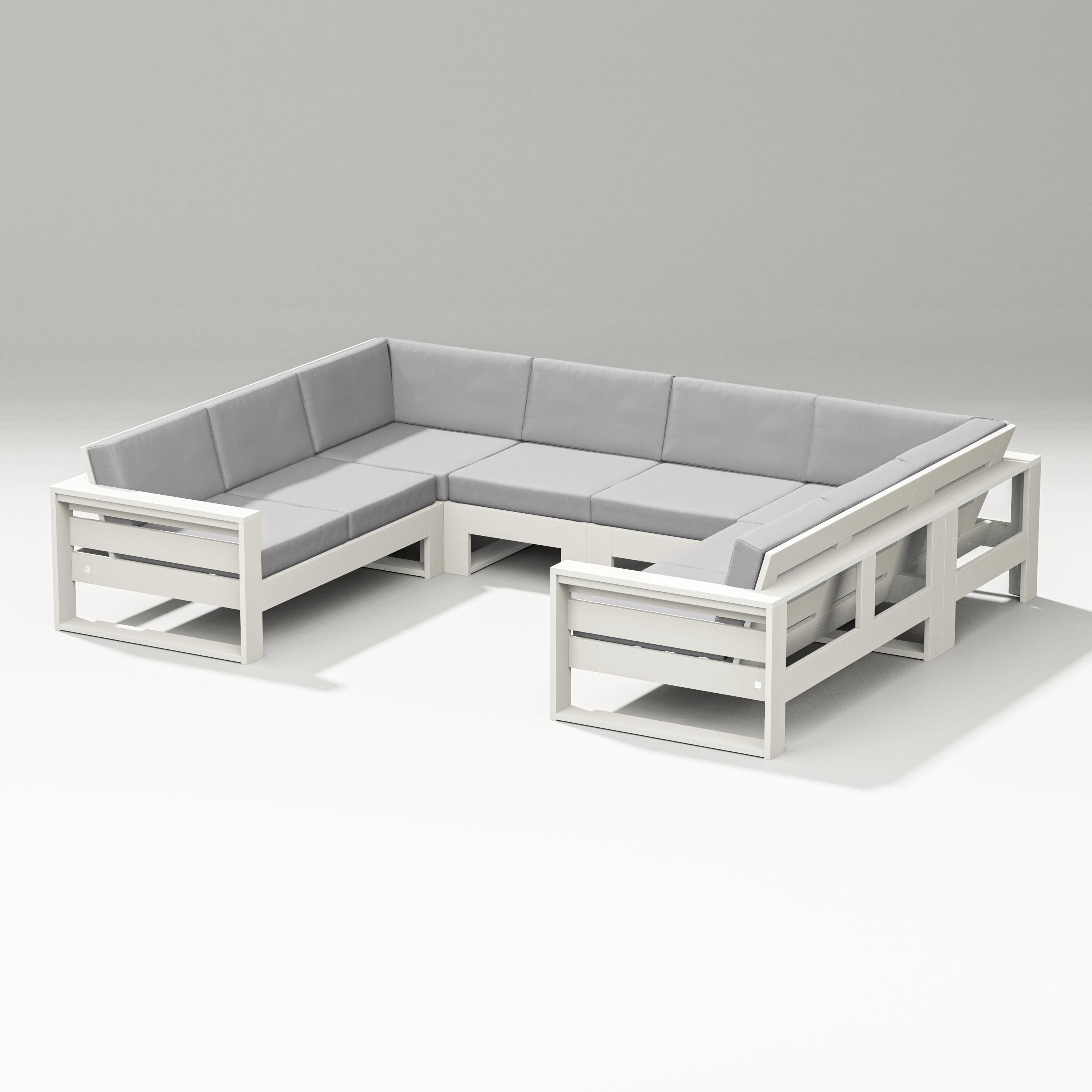 PW Designer Series Latitude U-Shaped Sectional in Vintage White / Granite