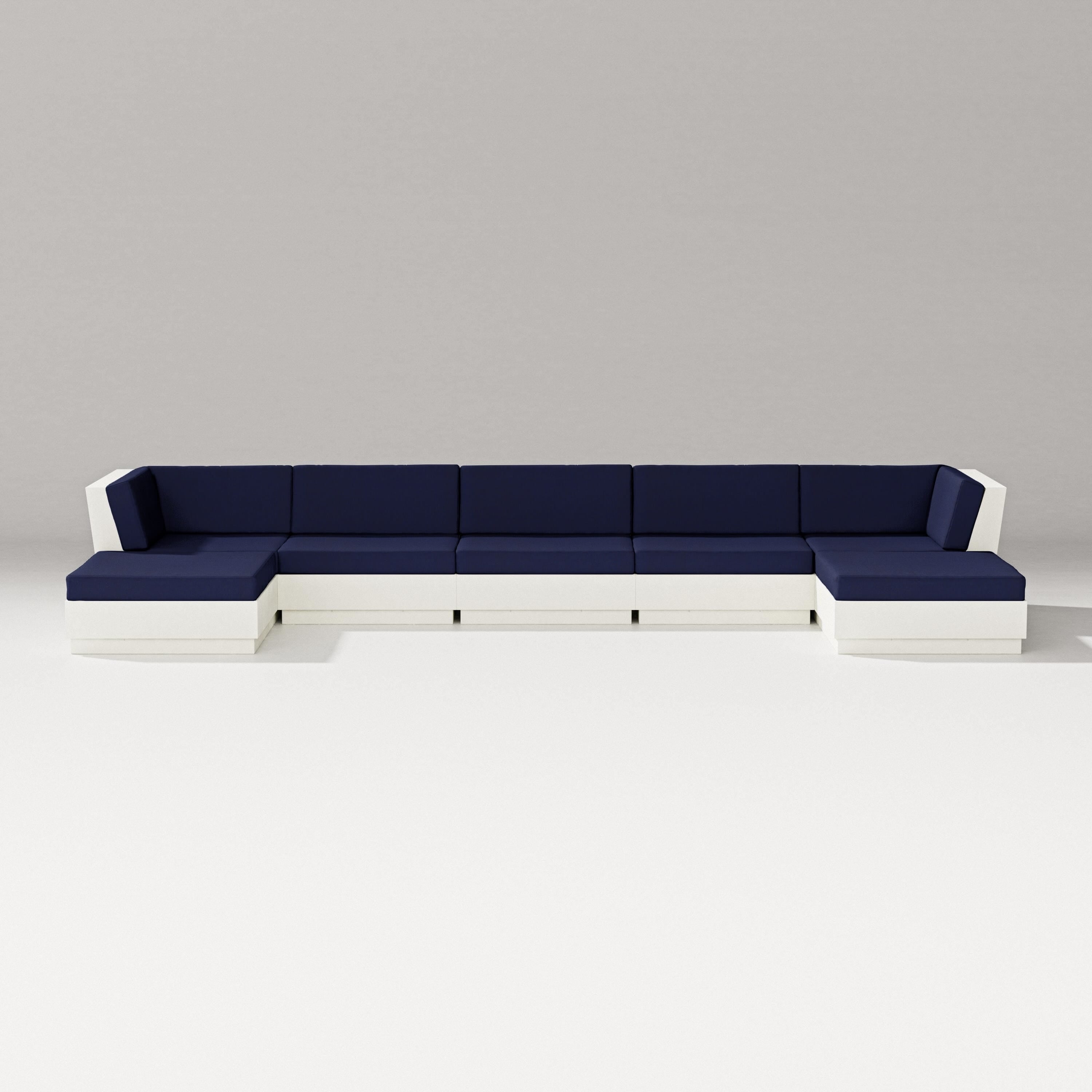 PW Designer Series Elevate 7-Piece Double Chaise Sectional in Vintage White / Navy