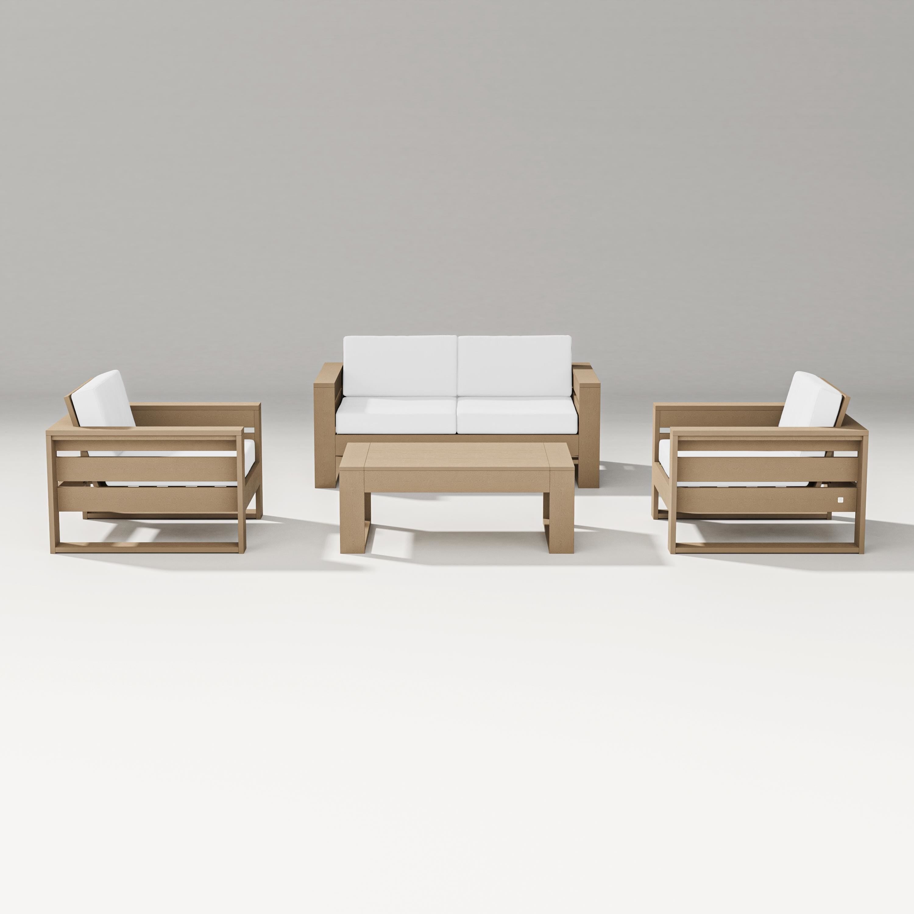 PW Designer Series Latitude 4-Piece Lounge Loveseat Set in Vintage Sahara / Natural
