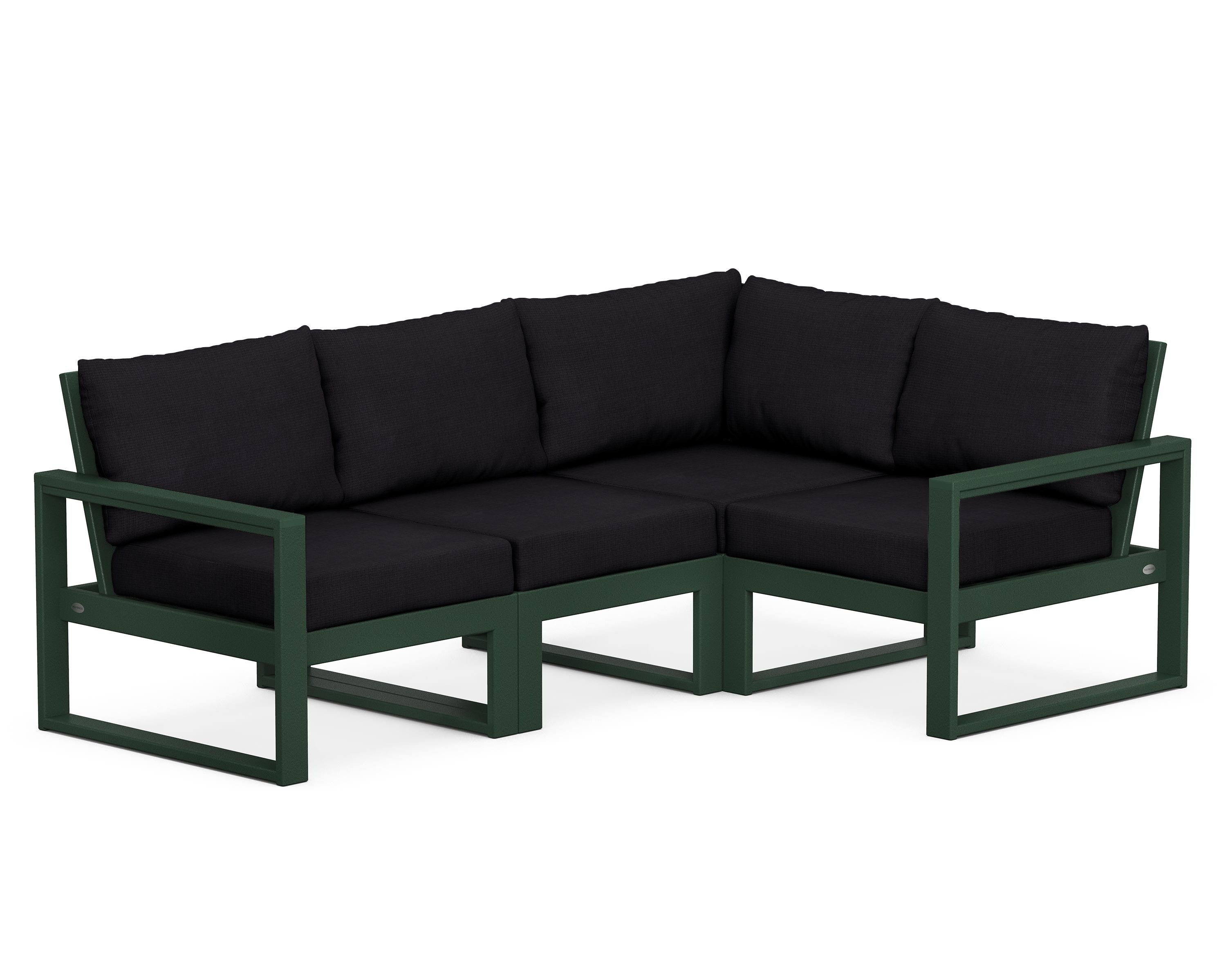 POLYWOOD® EDGE 4-Piece Modular Deep Seating Set in Green / Midnight Linen