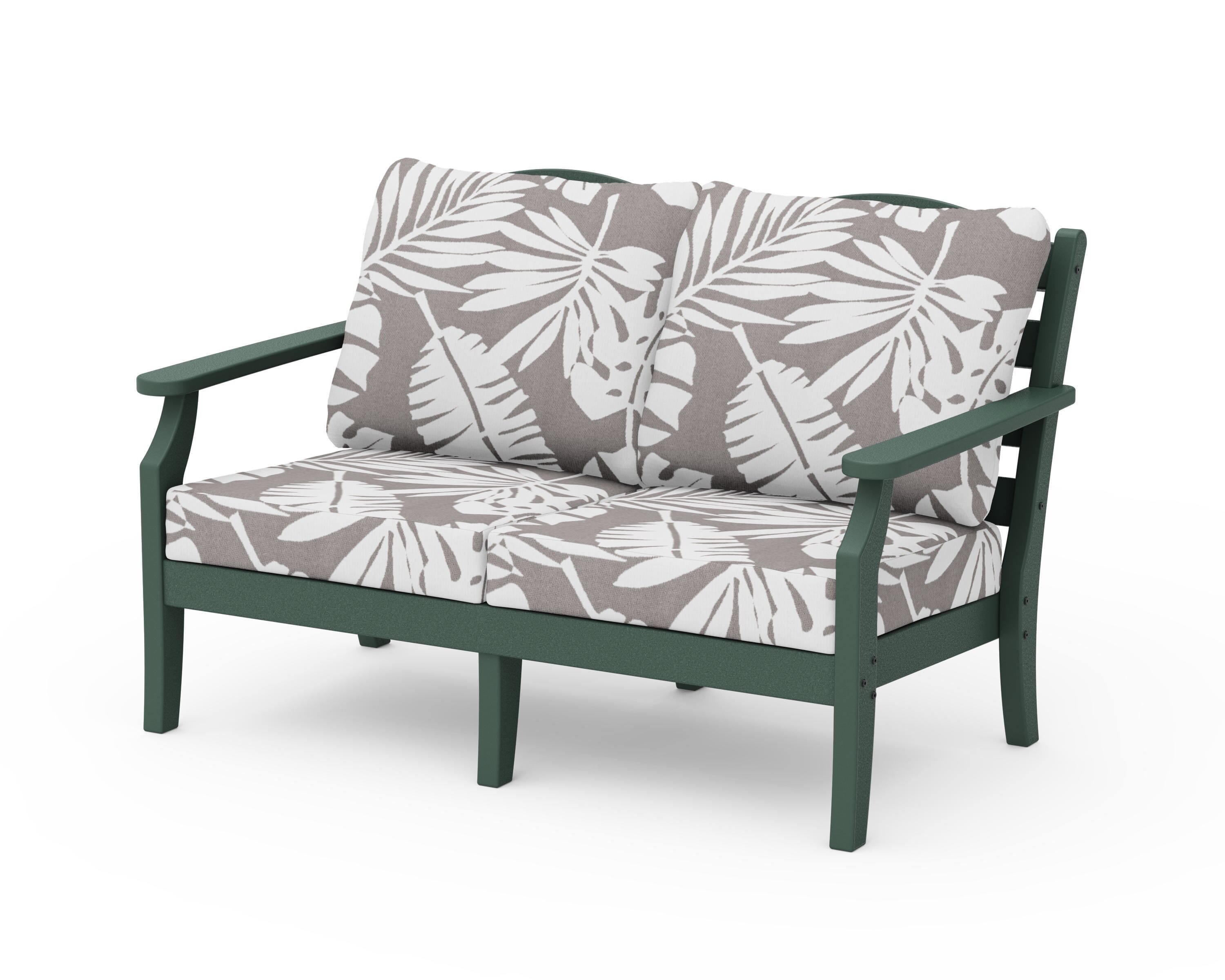 Draper James™ by POLYWOOD® Savannah Deep Seating Loveseat in Green / Leaf Grey Mist
