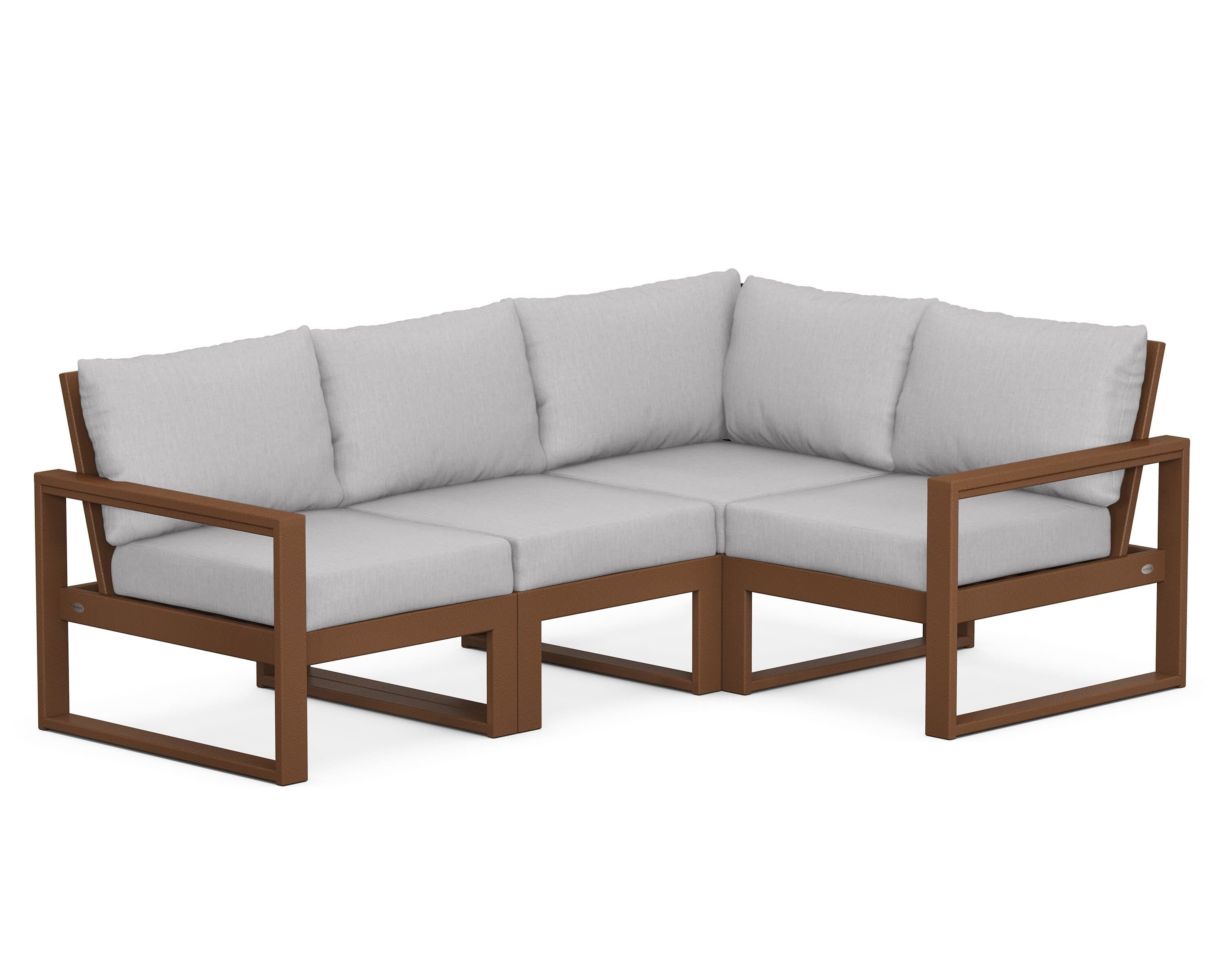 POLYWOOD® EDGE 4-Piece Modular Deep Seating Set in Teak / Granite