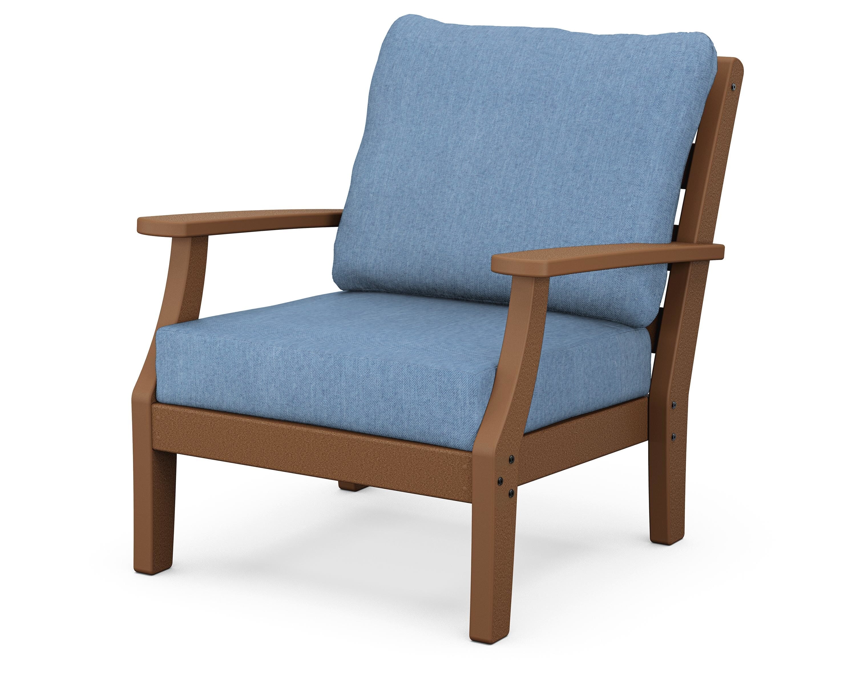 POLYWOOD® Chesapeake Deep Seating Chair in Teak / Sky Blue