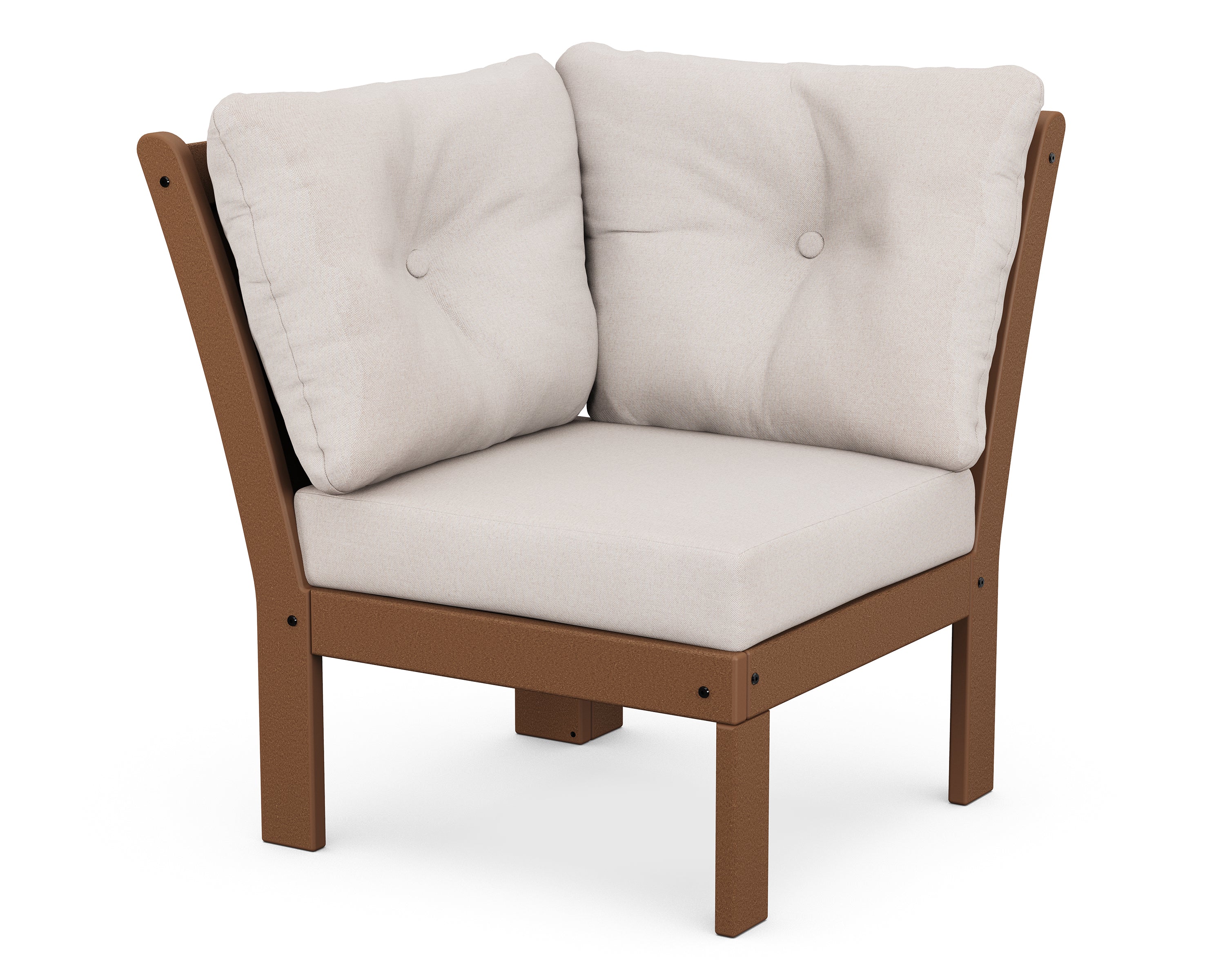 POLYWOOD® Vineyard Modular Corner Chair in Teak / Dune Burlap