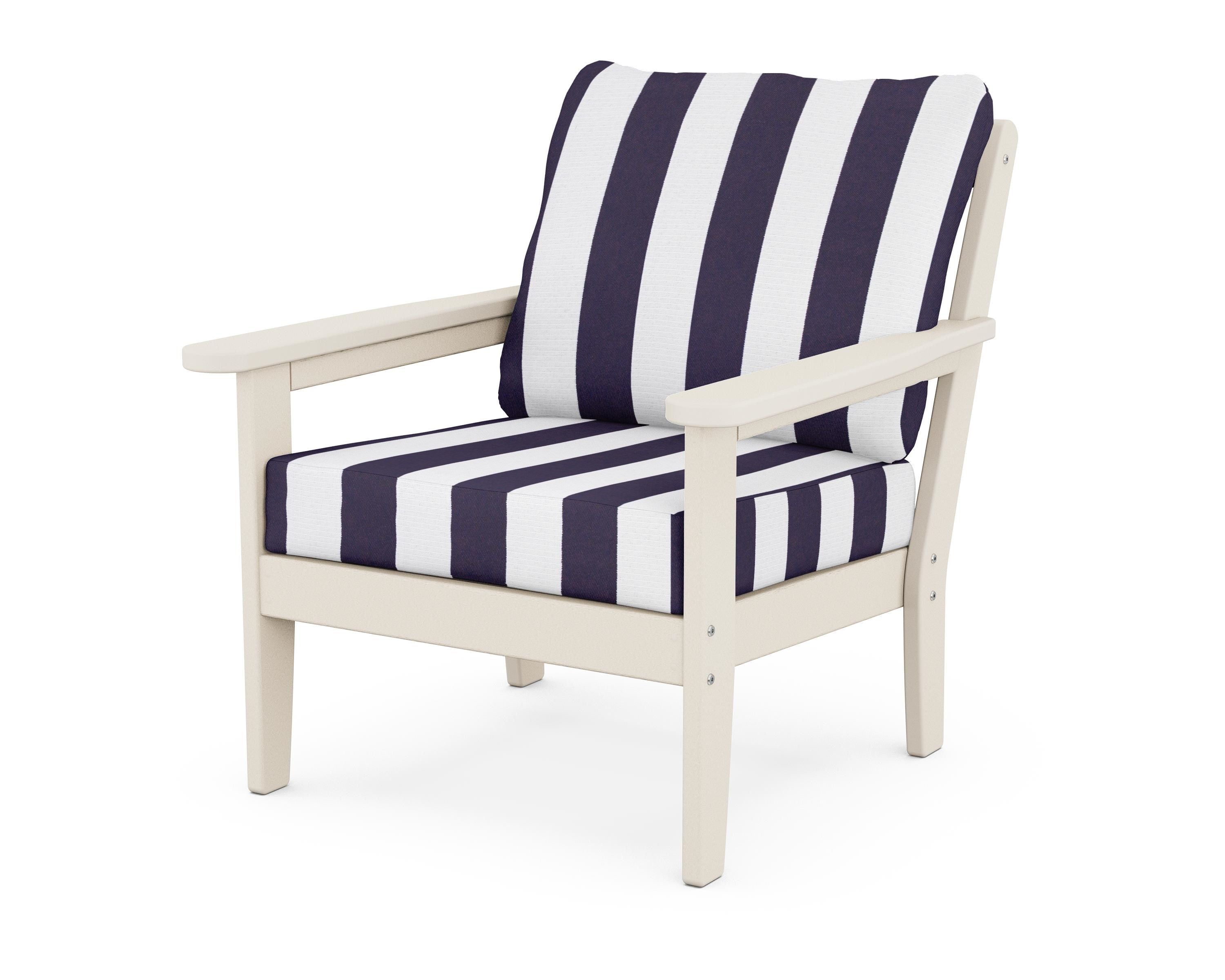 Country Living Cottage Deep Seating Chair in Sand / Cabana Stripe Navy