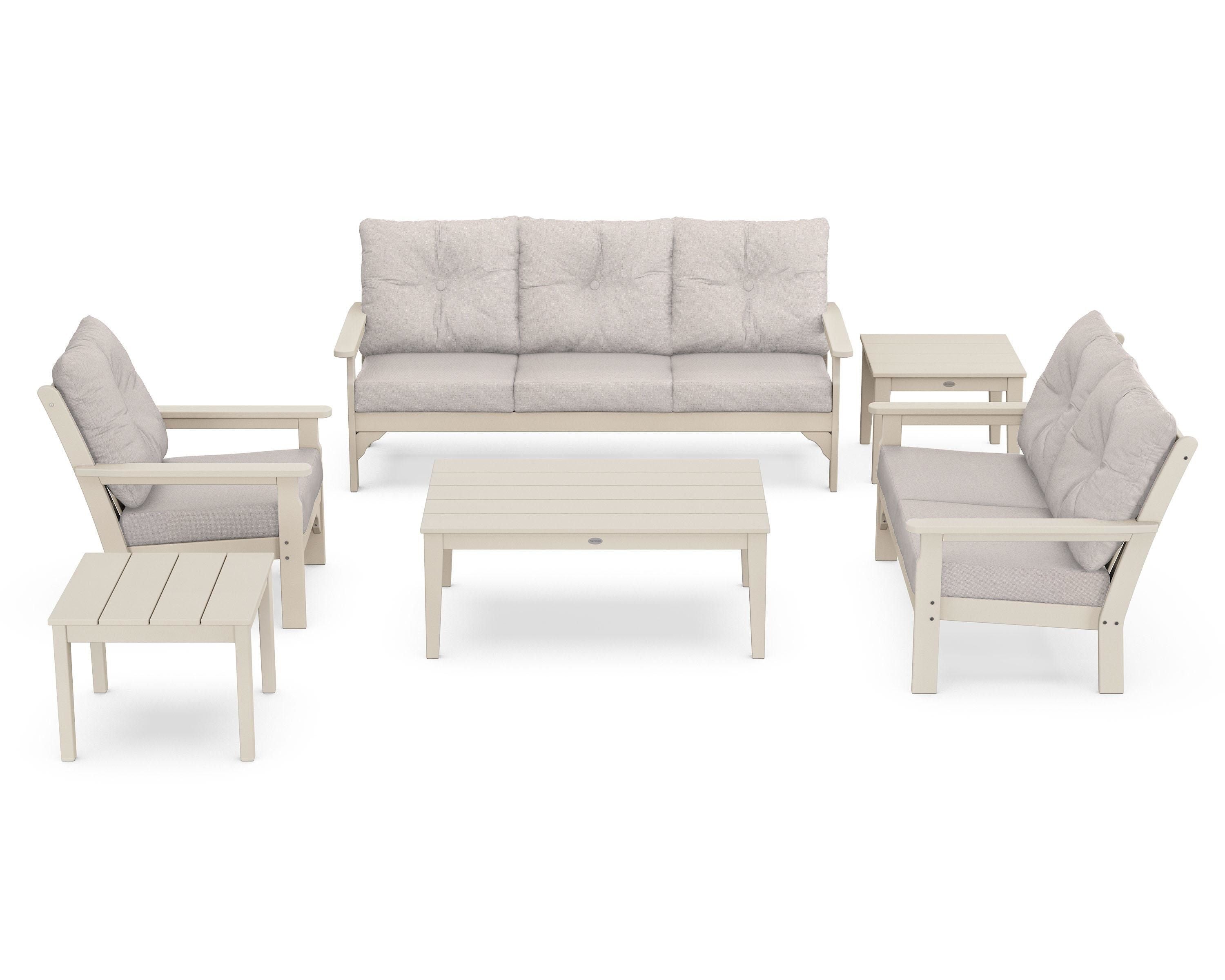 POLYWOOD® Vineyard 6-Piece Deep Seating Set in Sand / Dune Burlap