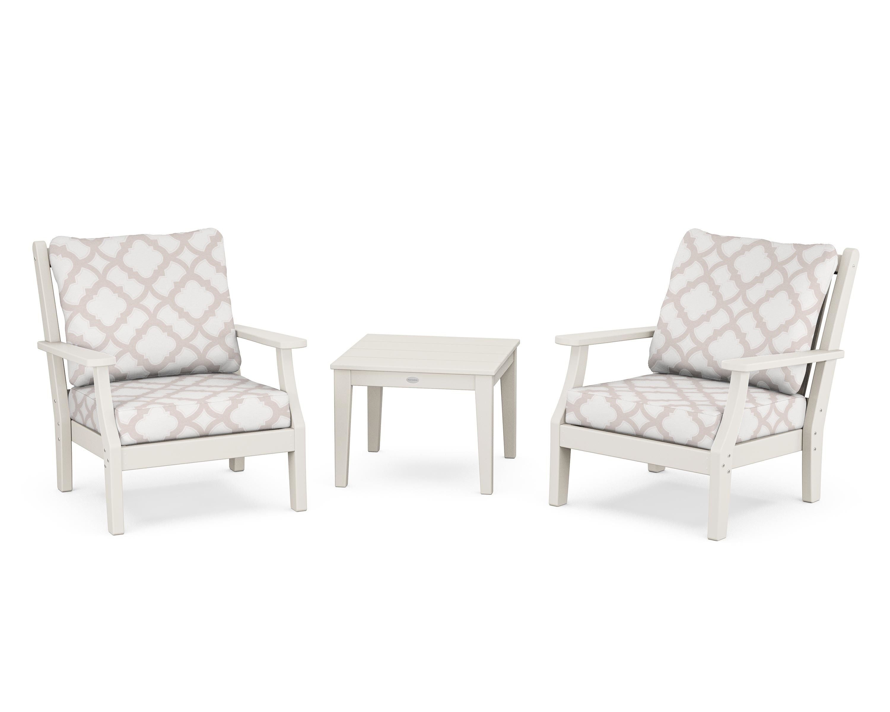 Country Living Wovendale 3-Piece Deep Seating Set in Sand / Trellis Dune Burlap