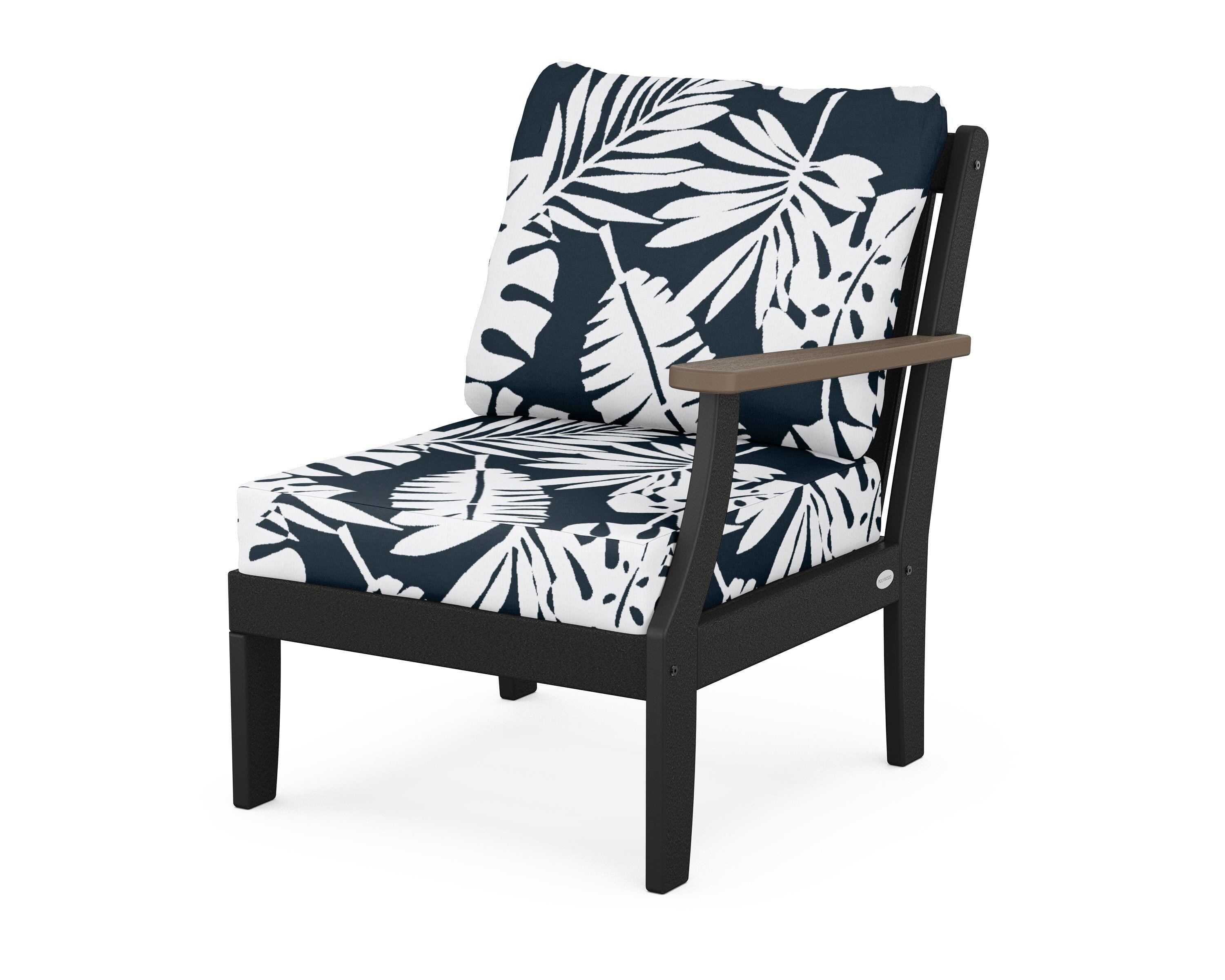 POLYWOOD® Braxton Modular Right Arm Chair in Black / Kona / Leaf Marine Indigo