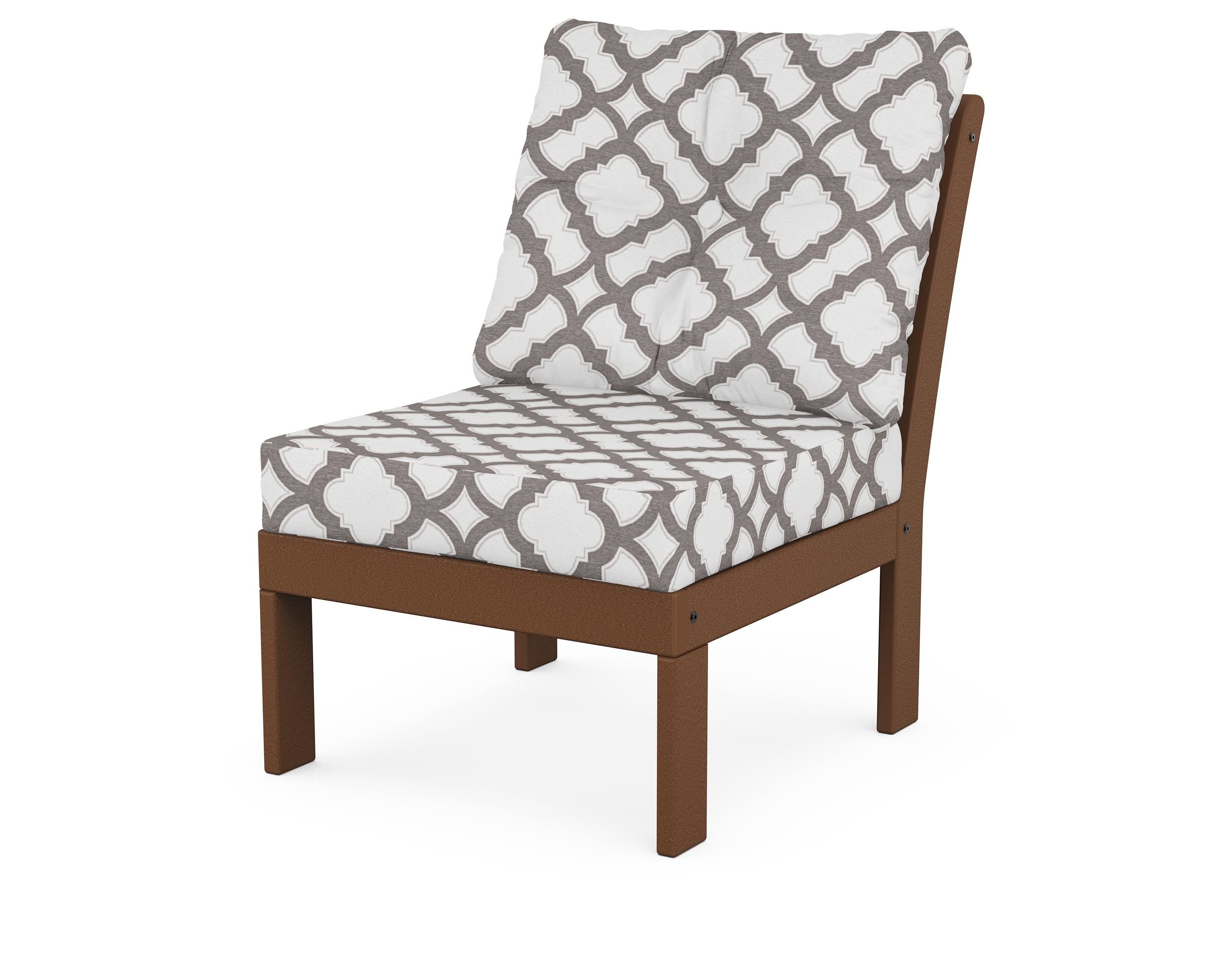POLYWOOD® Vineyard Modular Armless Chair in Teak / Trellis Grey Mist