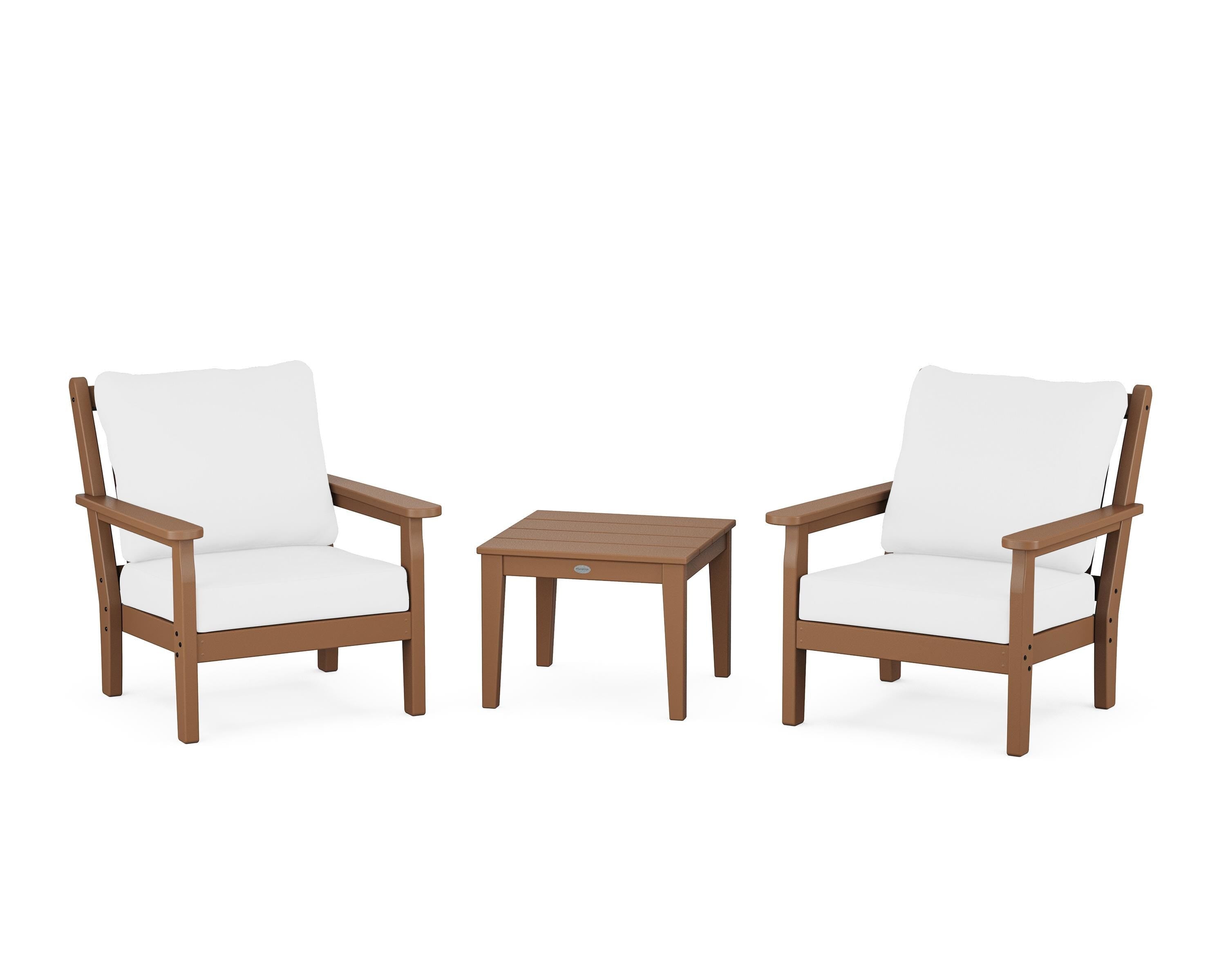 POLYWOOD® Chippendale 3-Piece Deep Seating Set in Teak / Natural