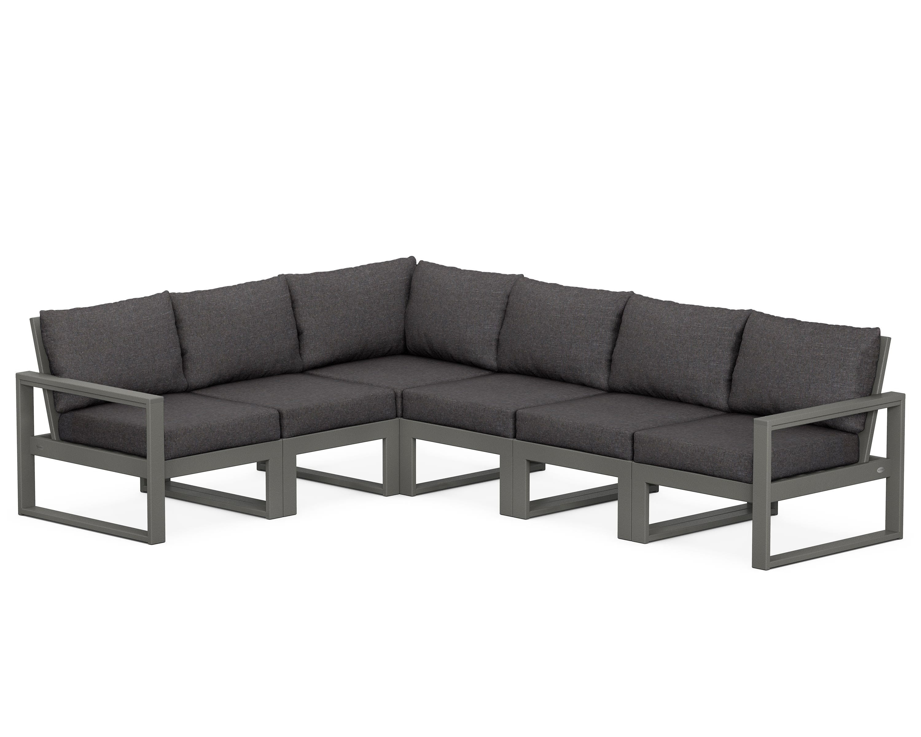 POLYWOOD® EDGE 6-Piece Modular Deep Seating Set in Slate Grey / Ash Charcoal